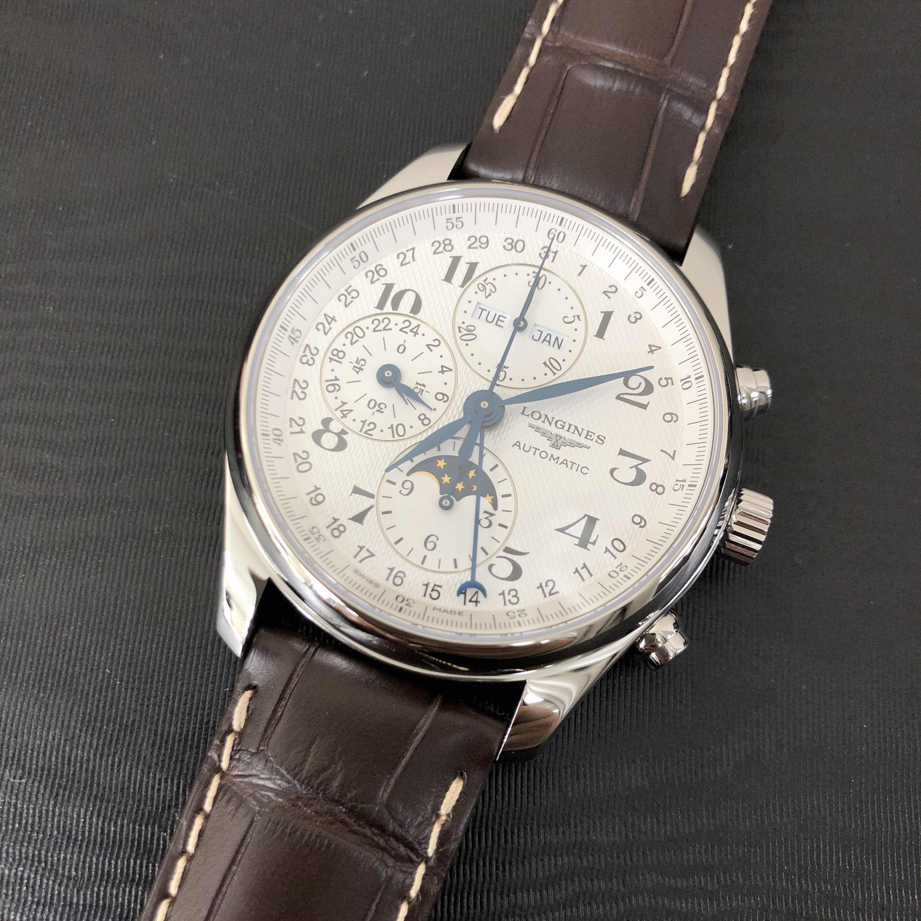 Longines L2.773.4.78.3 MASTER Replica Watch, Automatic Movement, Silver Dial, Steel Case, Brown - Image 5