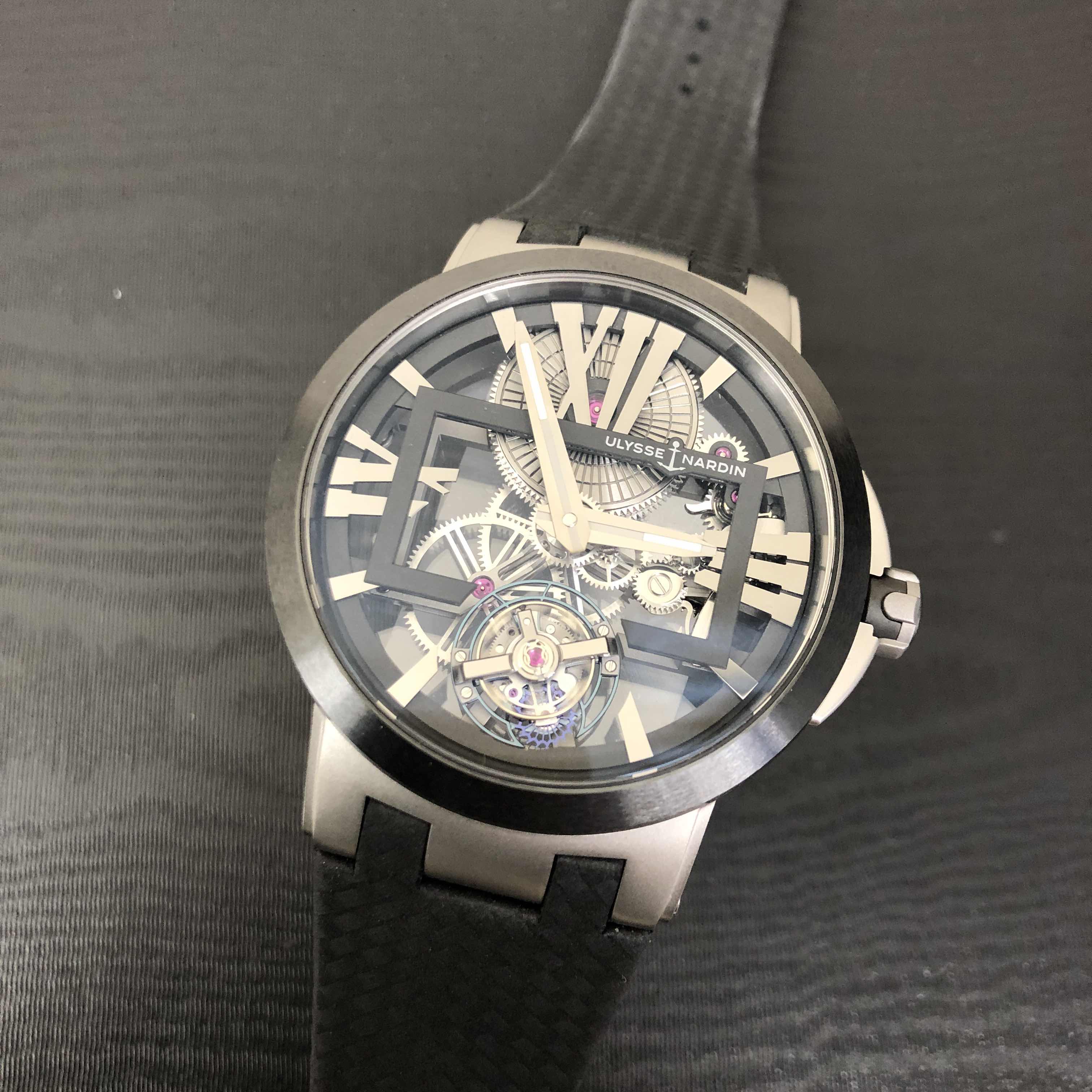 Ulysse Nardin 1713-139 Executive Manual Wind Titanium Transparent Skull Dial Replica Watch - Image 5