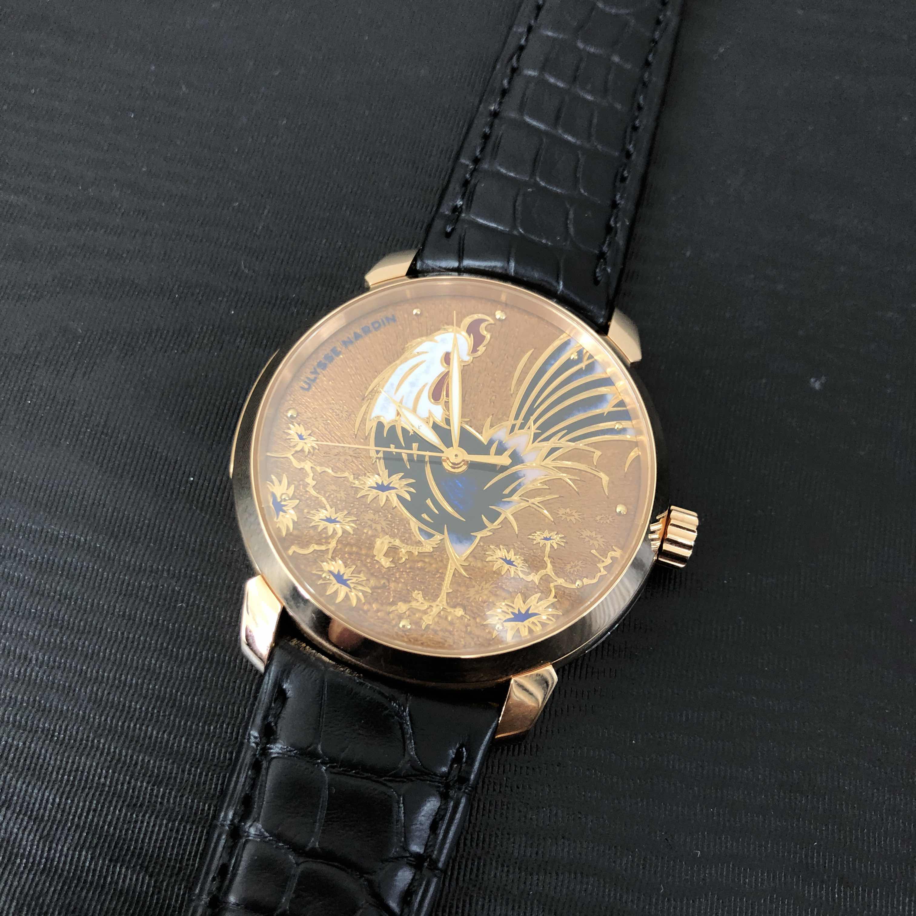 Ulysse Nardin 8152-111-2/ROOSTER Replica Watch, Automatic Movement, Gold Dial, 18kt Rose Gold Case - Image 5