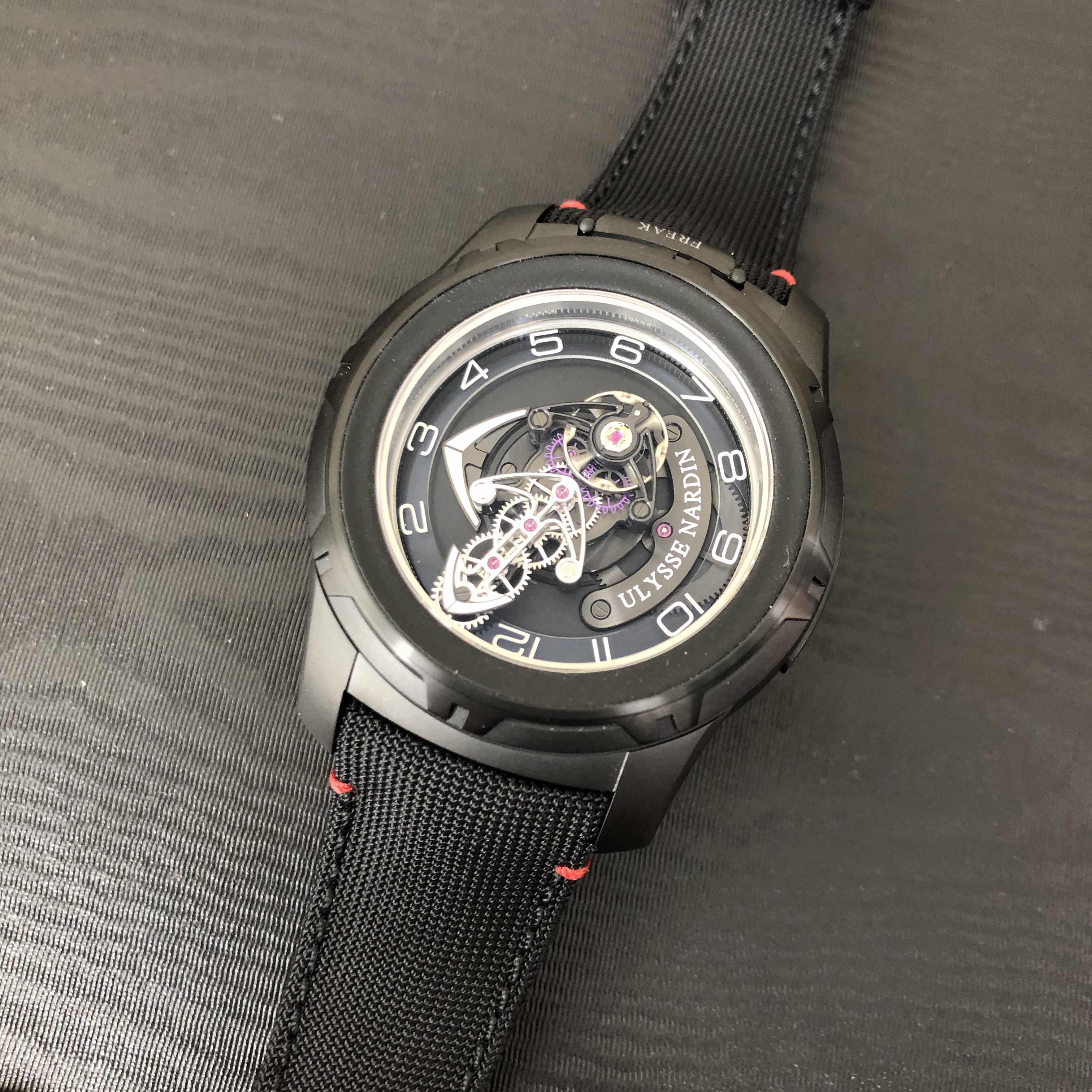 Ulysse Nardin Freak 2053-132/BLACK Manual Wind Titanium 45mm Black Dial Canvas Strap Replica Watch - Image 5