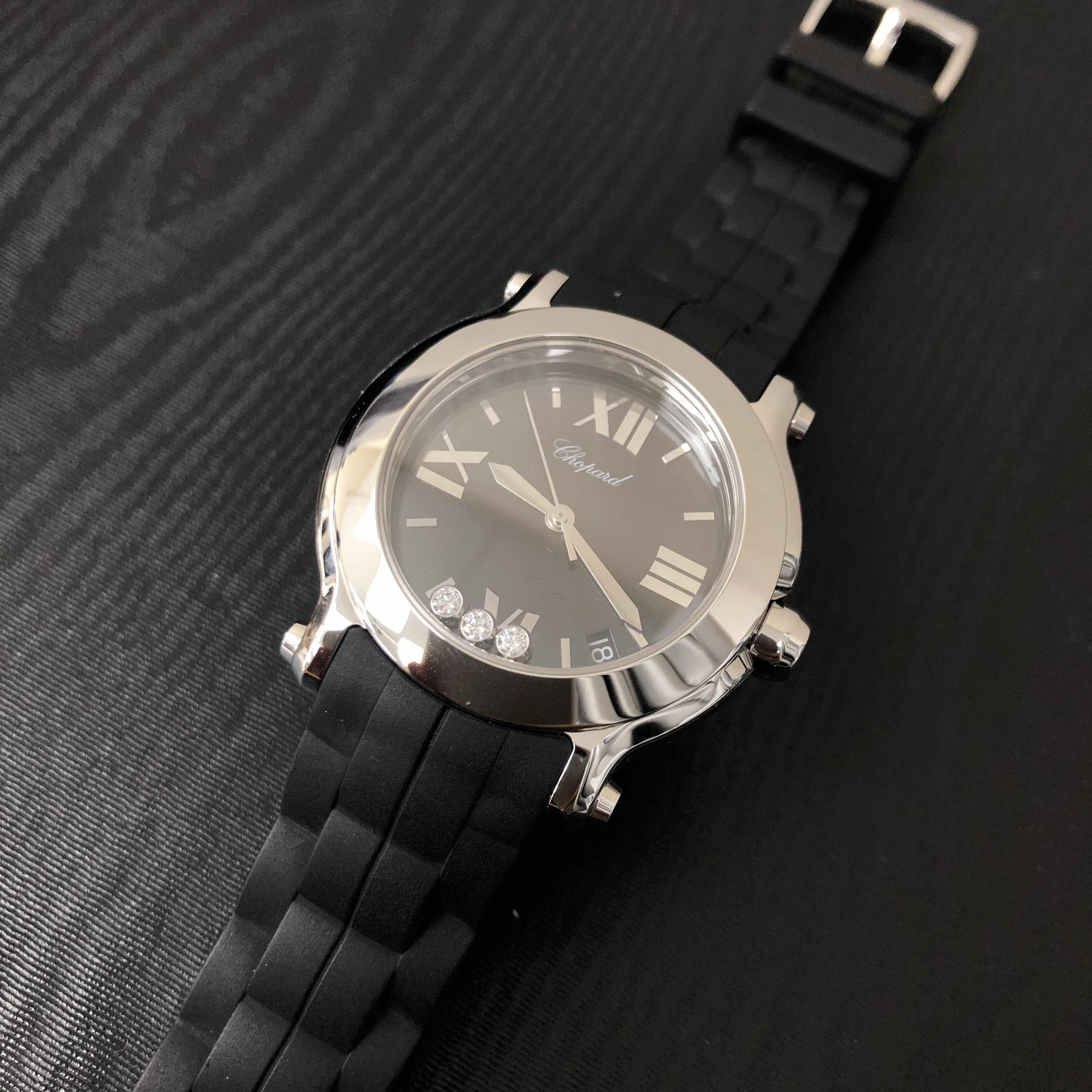 Chopard 278475-3014 Happy Sport Quartz Steel Case Black Dial Rubber Strap Replica Watch - Image 5