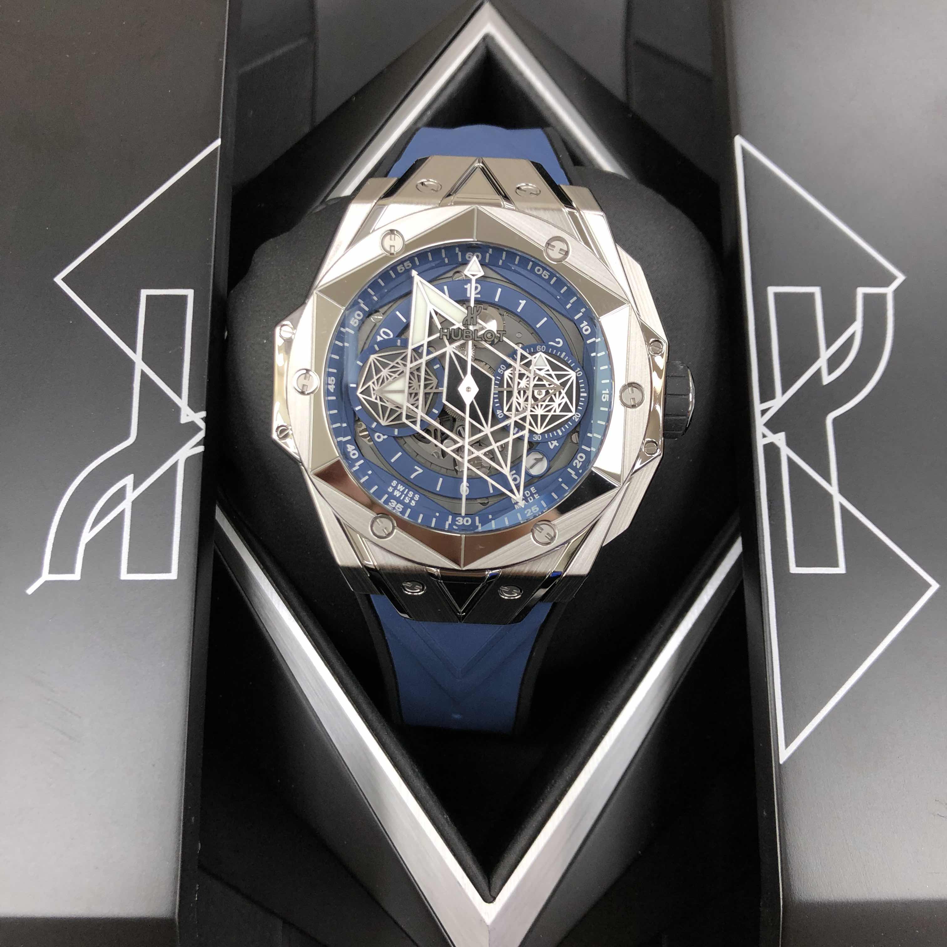 - HUB418NX5107RXMXM20 - Hublot BIG BANG Automatic Titanium Replica Watch - Blue Dial - Image 5
