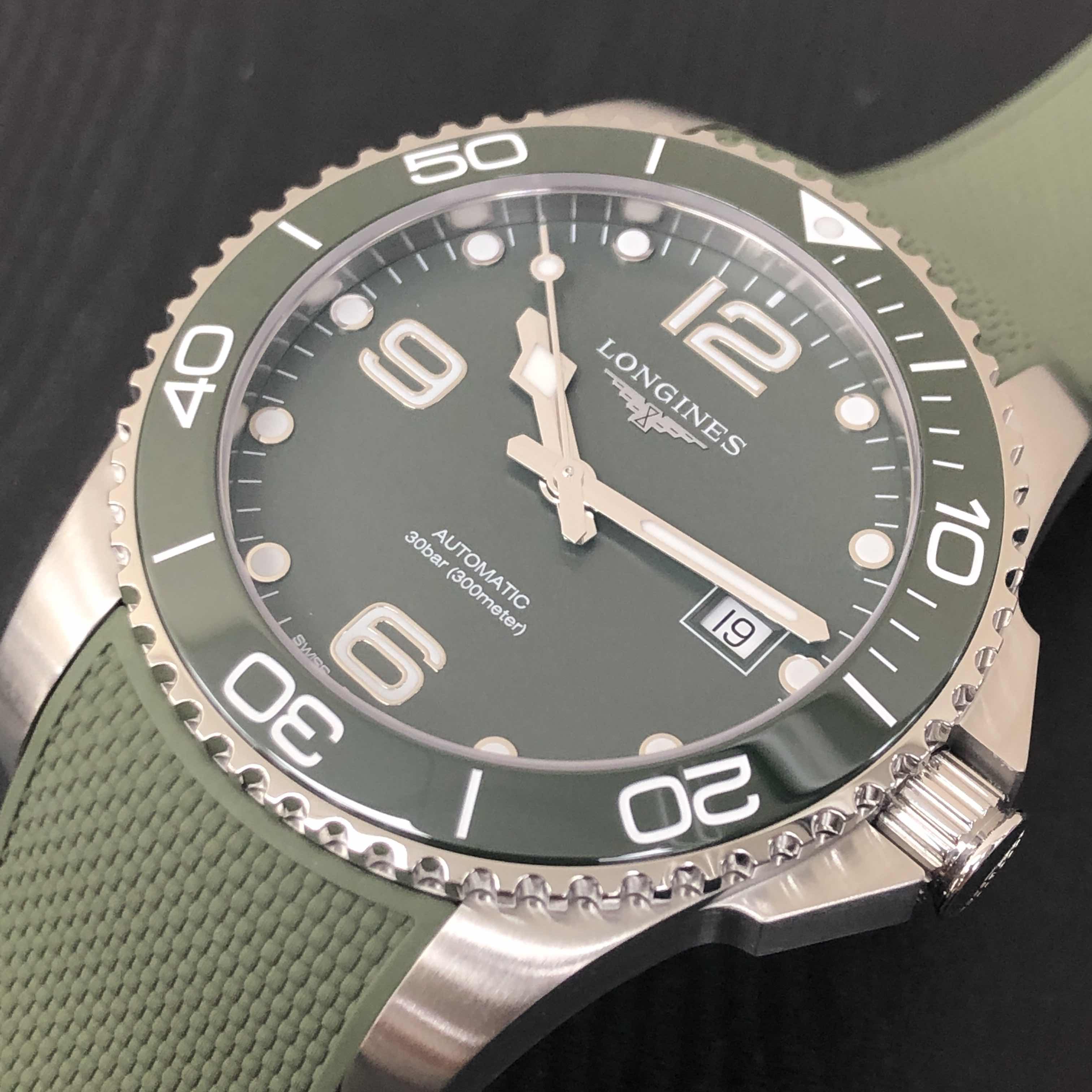 -67890-LONGINES-L3.781.4.06.9 Replica Watch - Automatic - Stainless Steel - Green Dial & Rubber - Image 5