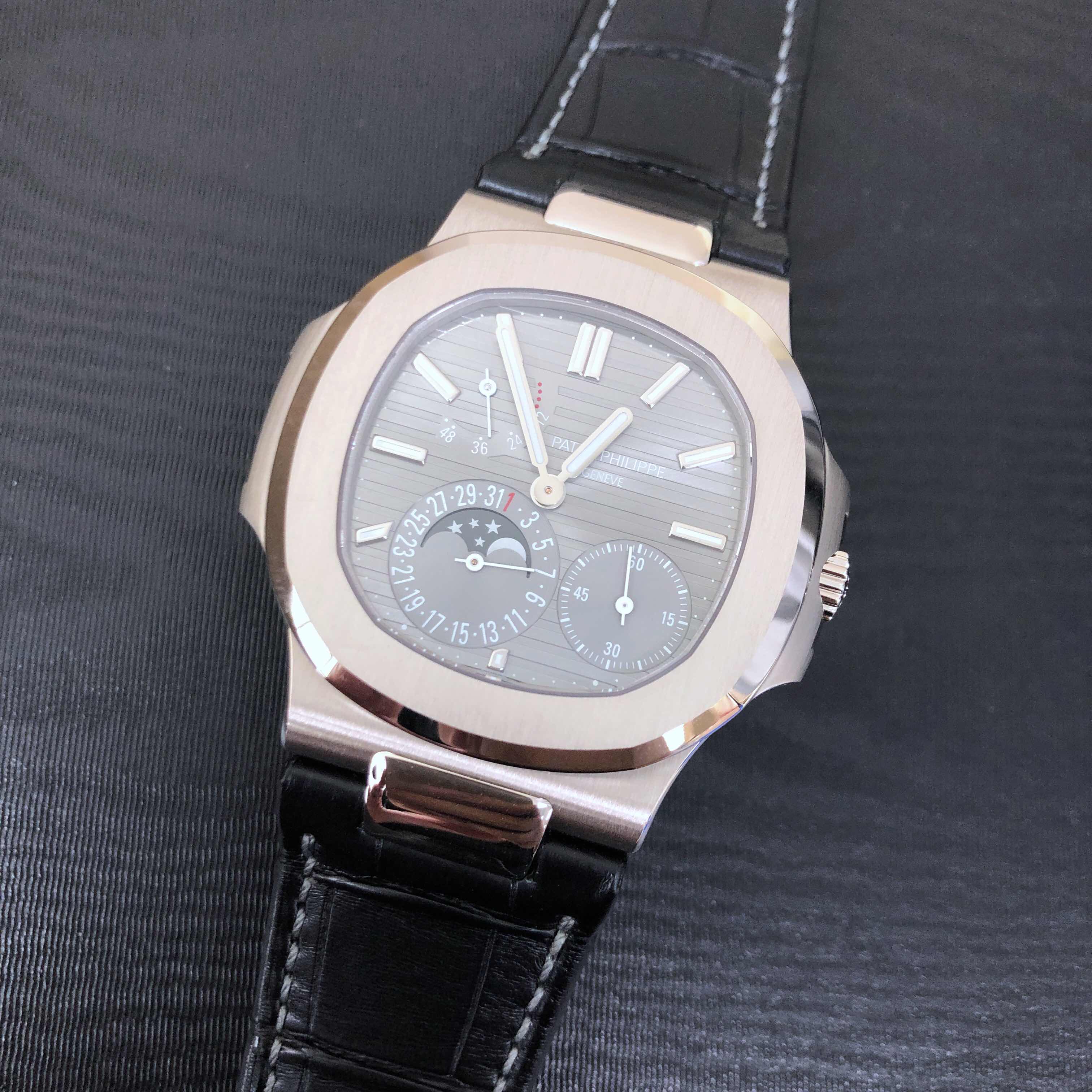 Patek Philippe Nautilus 5712G-001 Automatic Dark Grey Dial 18kt White Gold Replica Watch - Image 5