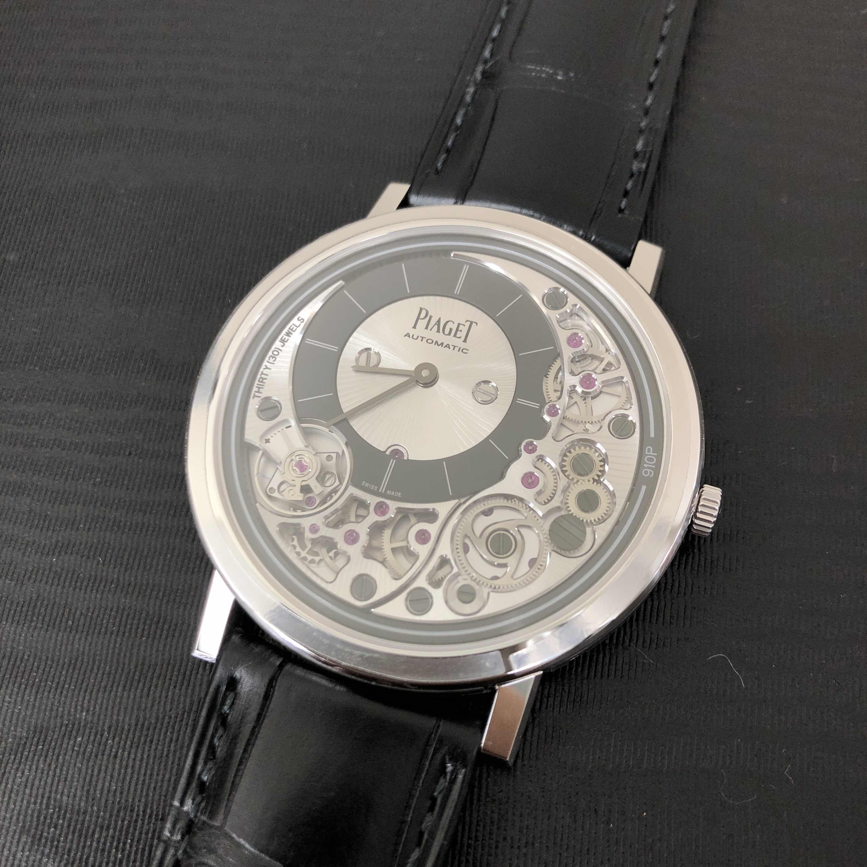 Piaget G0A43121 Automatic Silver Dial 18kt White Gold Alligator Strap Replica Watch - Image 4