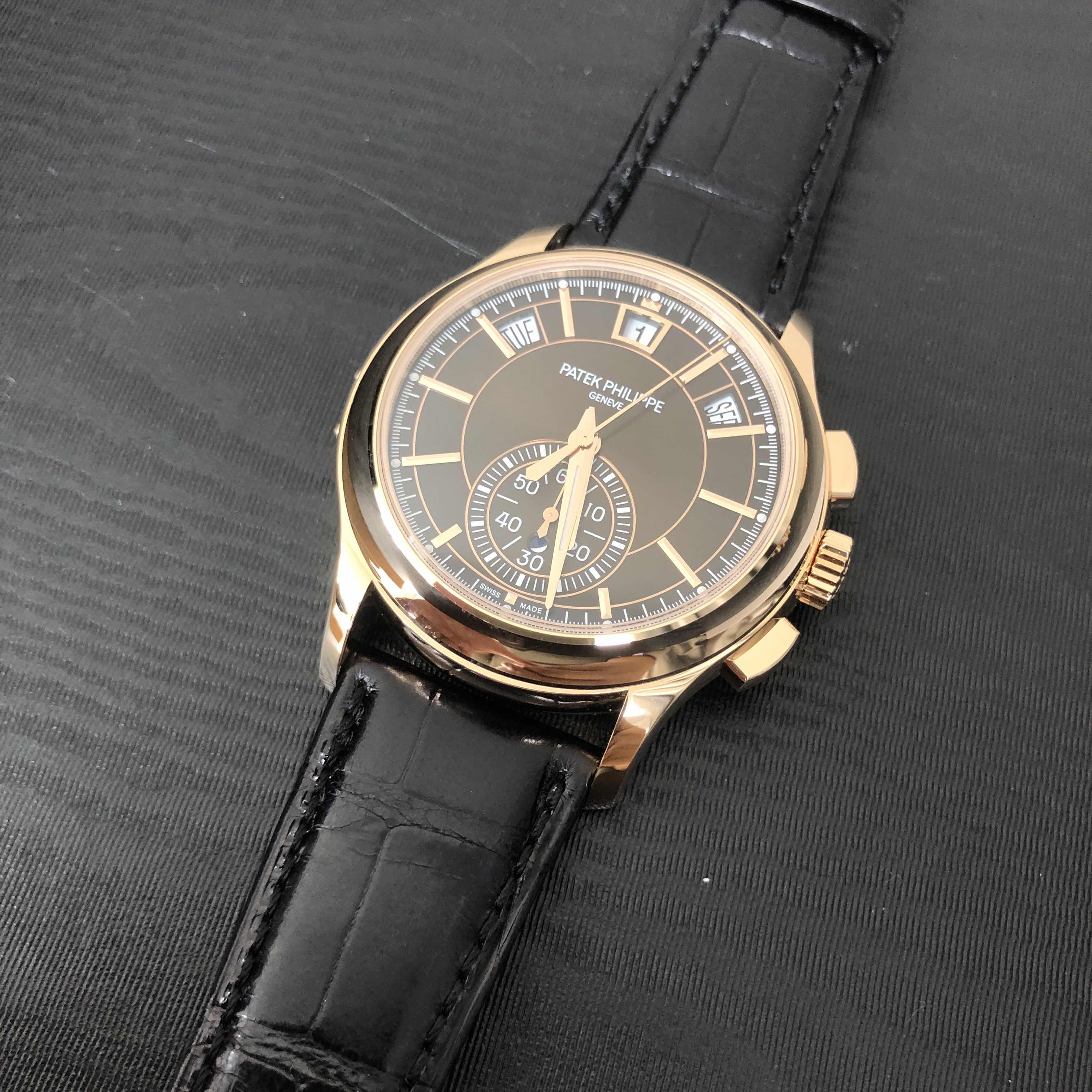 Patek Philippe 5905R-001 Replica Watch Automatic Brown Dial Rose Gold Case Alligator Strap - Image 5