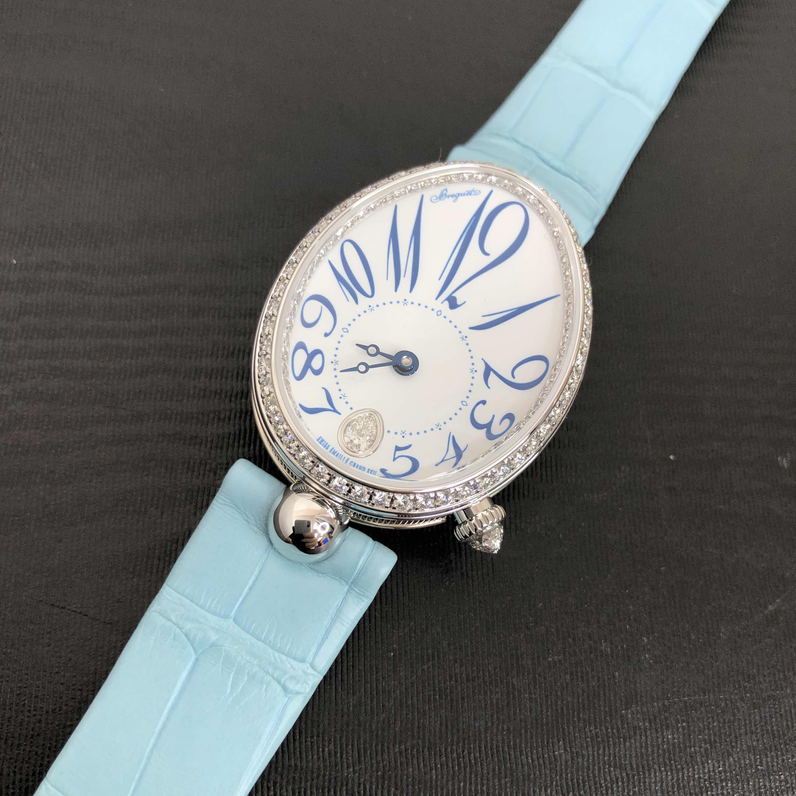 Breguet 8918BB/28/964/D00D Reine de Naples Automatic 18kt White Gold Diamond Blue Alligator Strap - Image 5