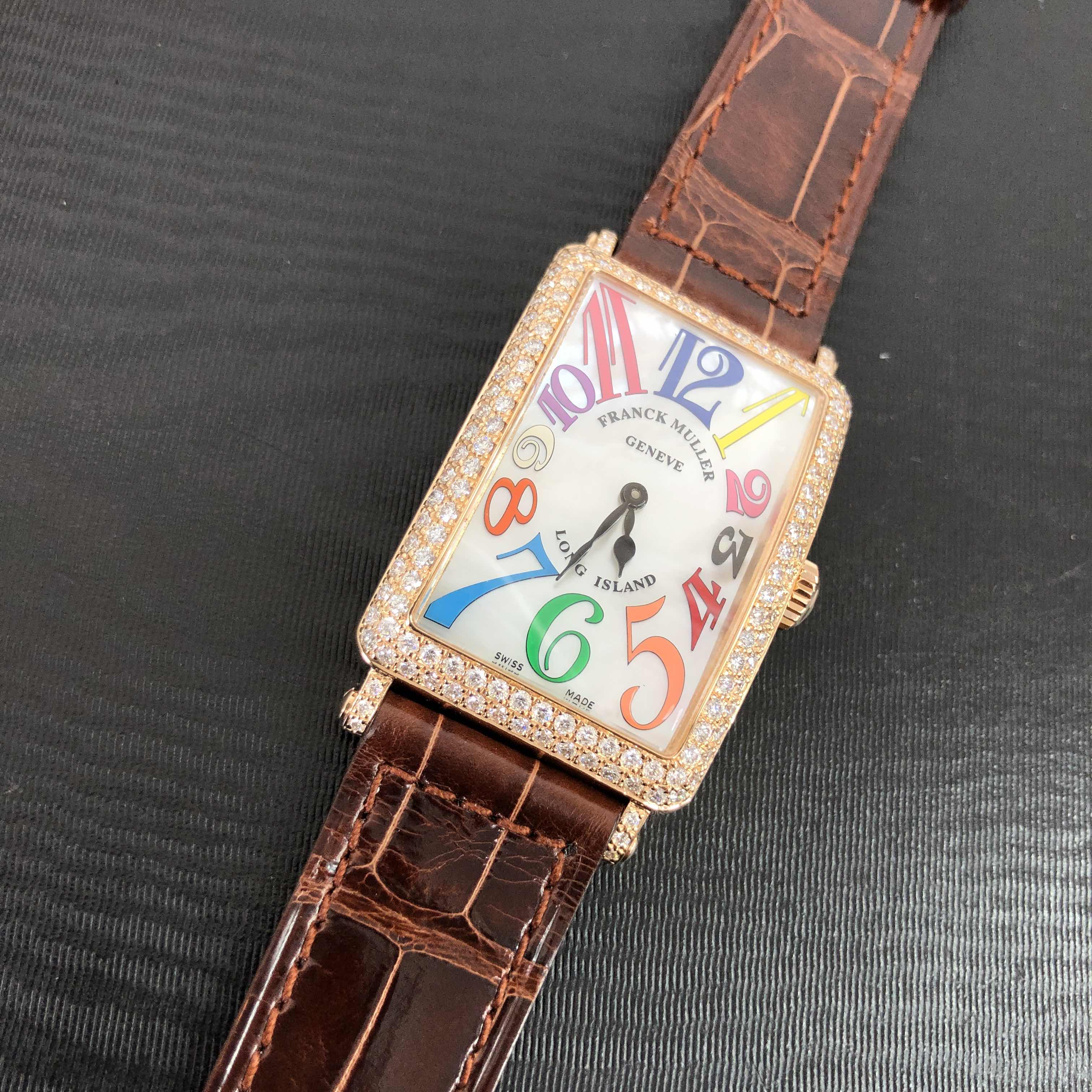 Franck Muller 952 QZ COL DRM MOP D 5N Long Island Quartz Rose Gold Diamond Replica Watch - Image 5