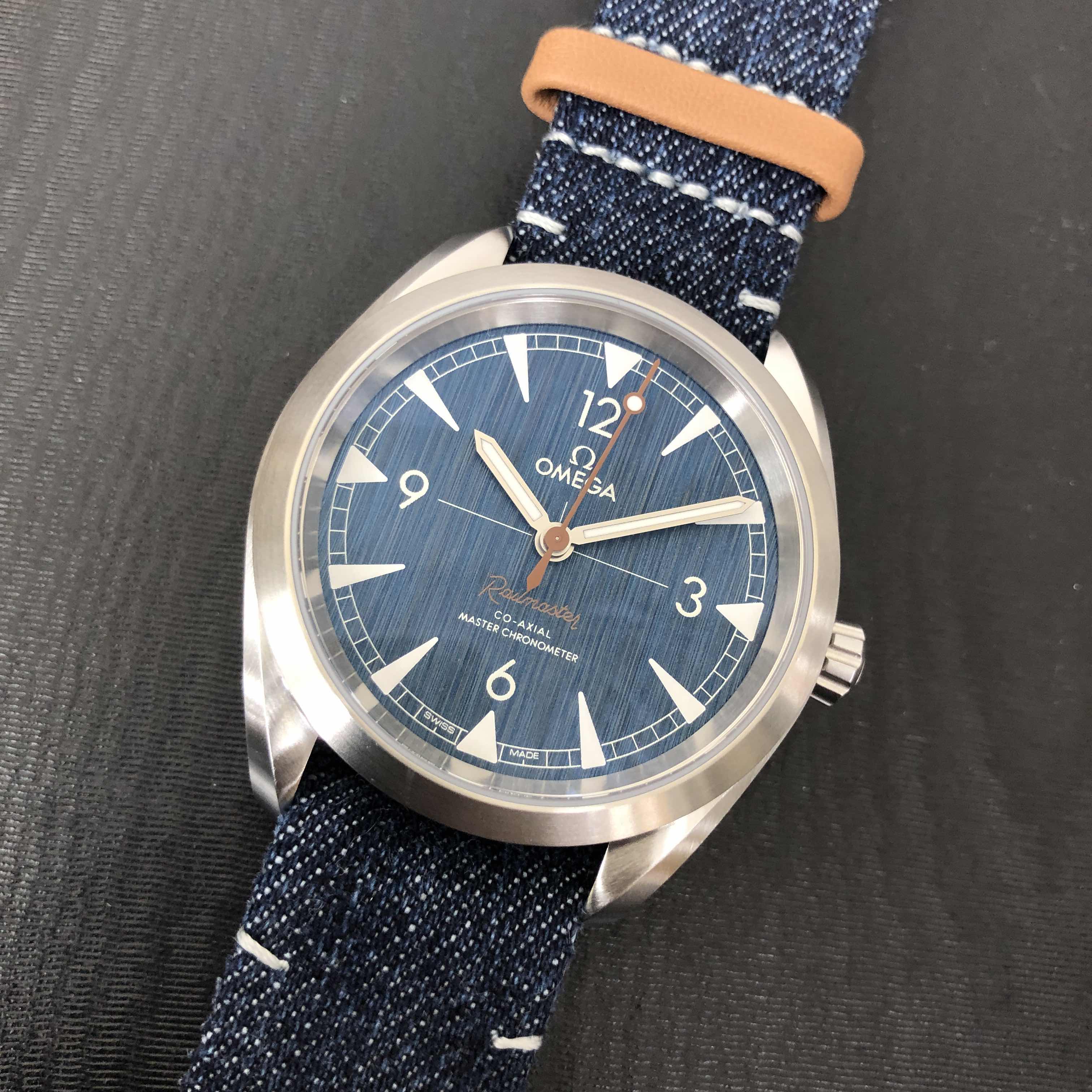 Omega 220.12.40.20.03.001 SEAMASTER Auto Swiss - Stainless - Blue Dial - Jeans Strap Replica Watch - Image 5