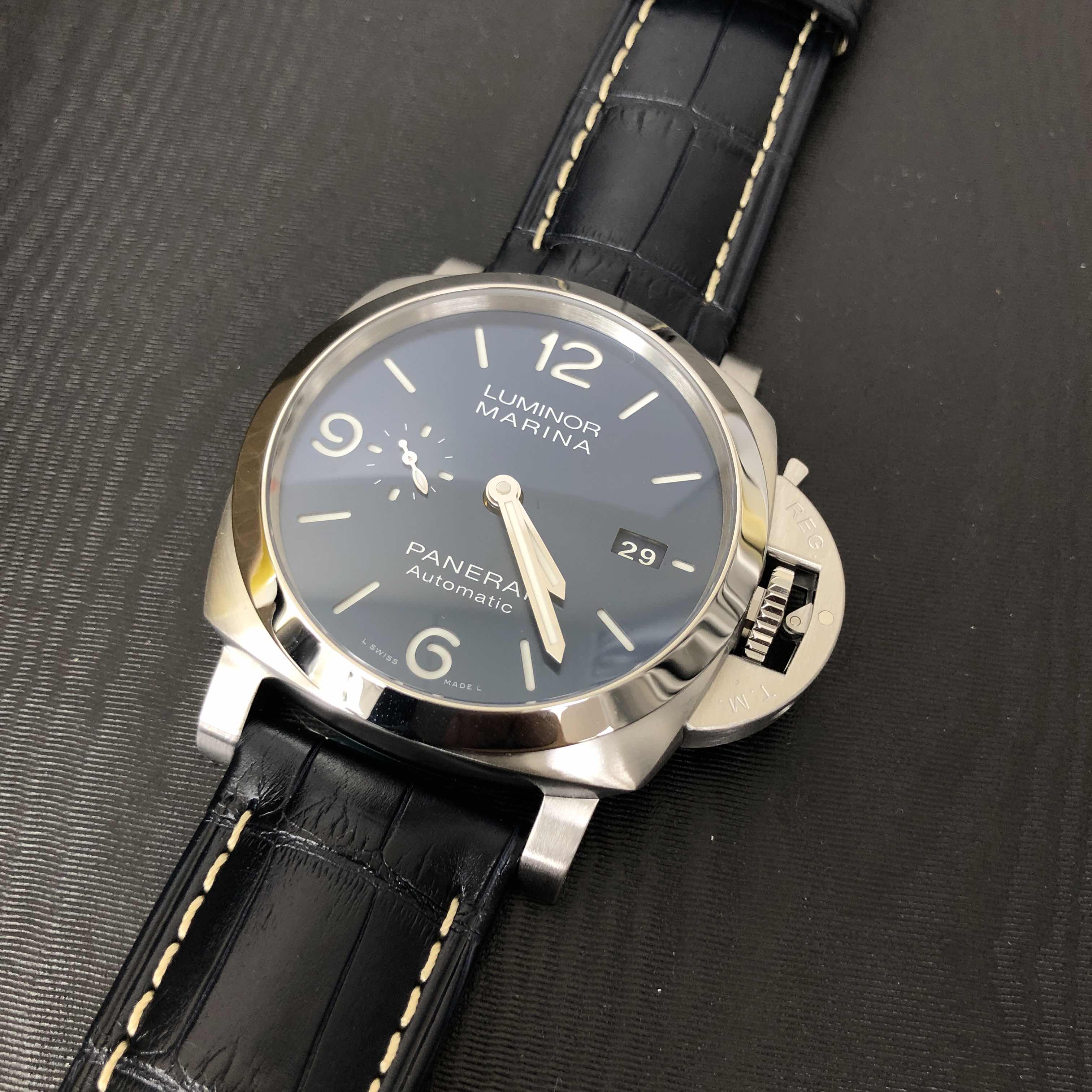 Panerai PAM01313 Luminor Marina Replica Watch, Automatic, Blue Dial, Steel Case - Image 5
