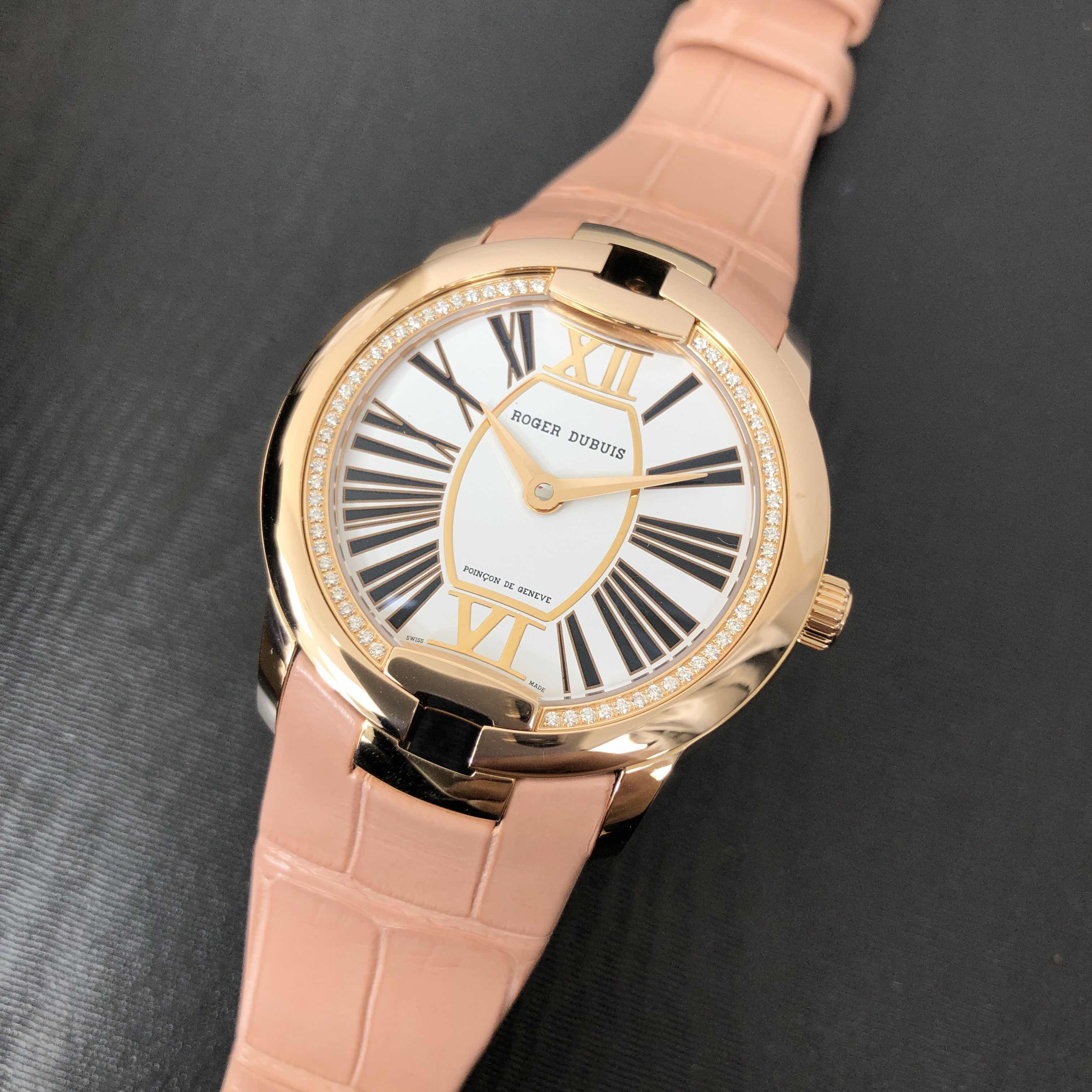 Roger Dubuis RDDBVE0033 Replica Watch, Automatic, 36mm Rose Gold Case, White Dial, Pink Leather - Image 5