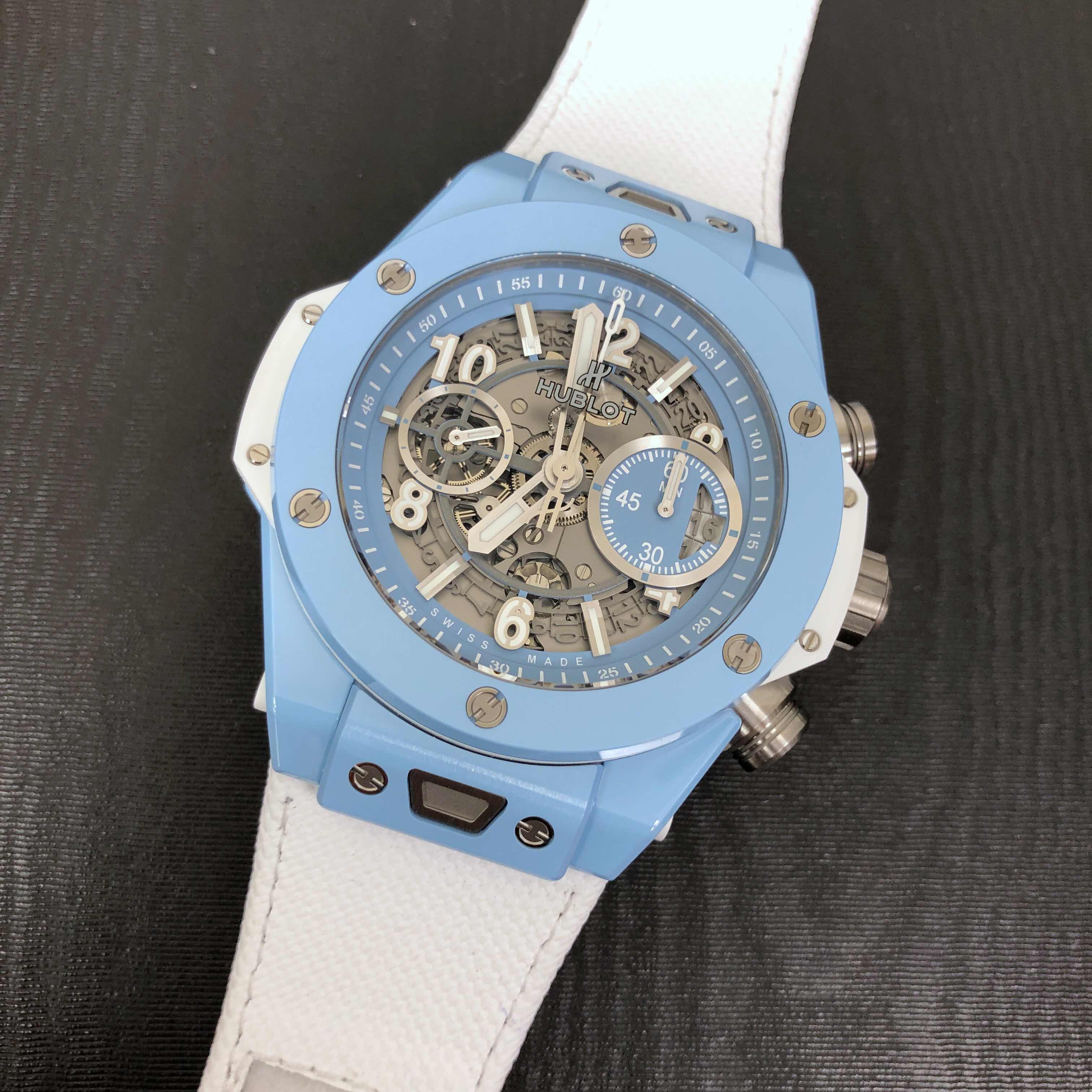 - HUB411EX5120NR - Hublot BIG BANG Automatic Ceramic Replica Watch - White Leather Strap - Image 5