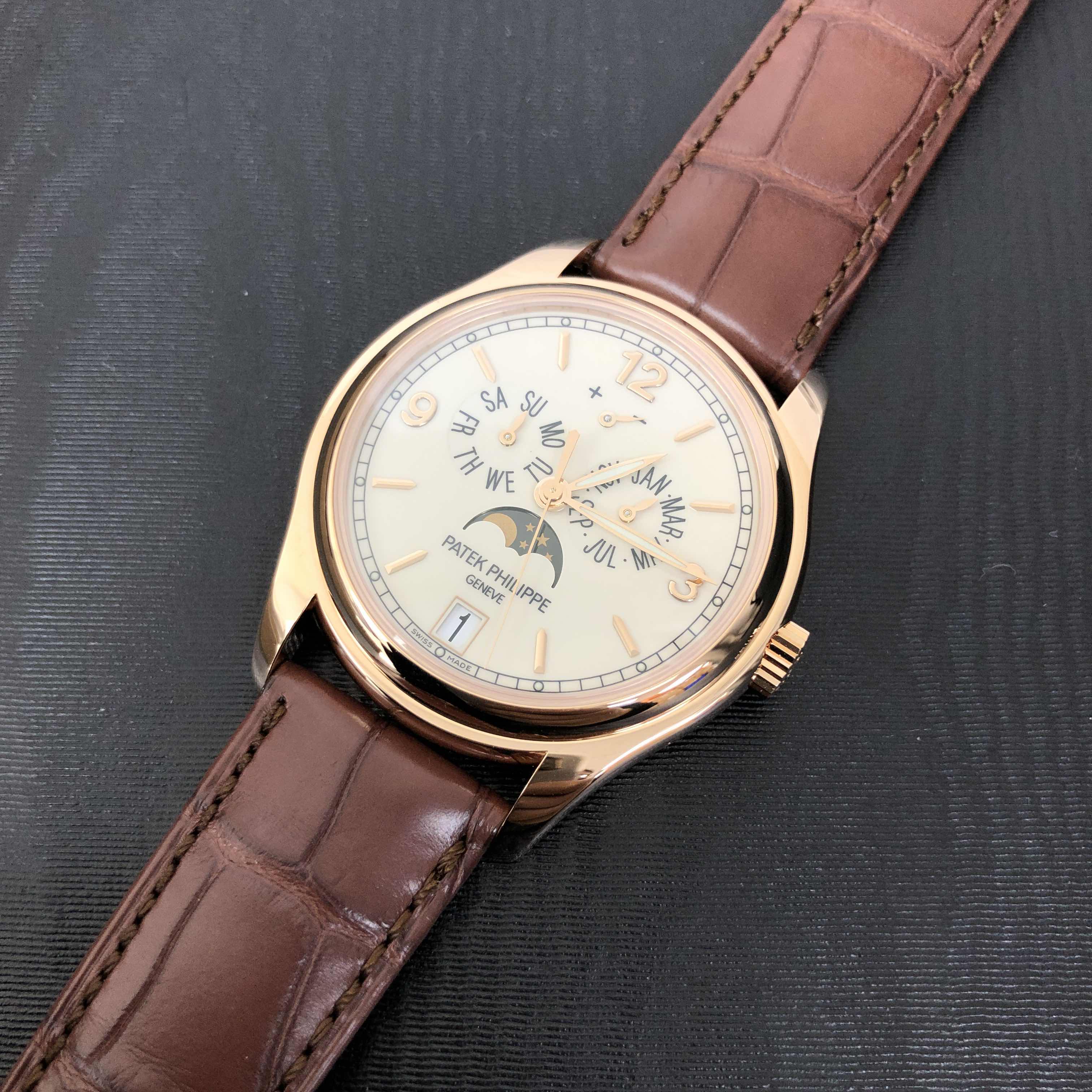 Patek Philippe 5146R-001 Replica Watch Automatic Movement White Dial 18kt Rose Gold Case Brown - Image 5