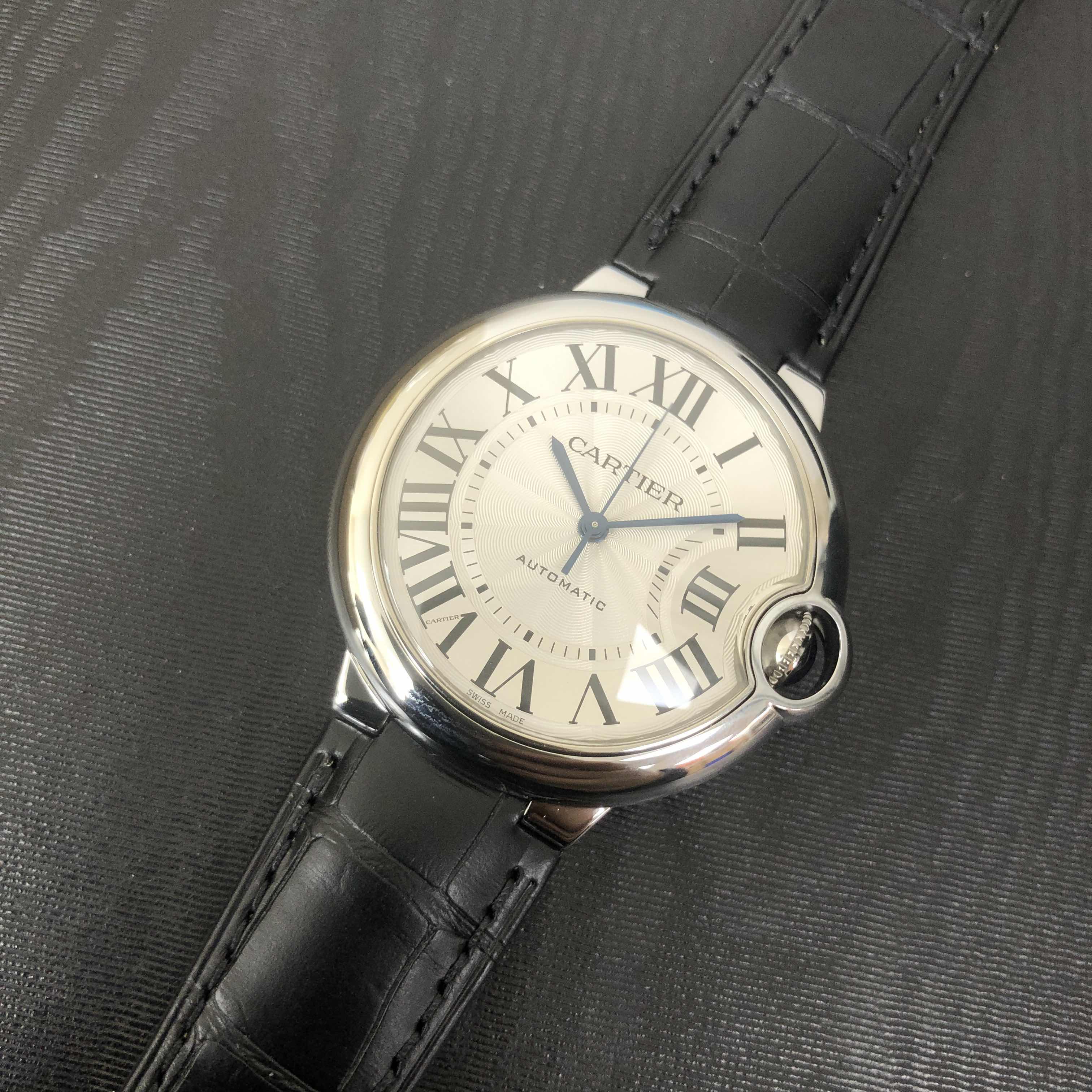 Cartier WSBB0028 BALLON BLEU Automatic Stainless Steel Replica Watch, 36mm Silver Dial, Leather - Image 5