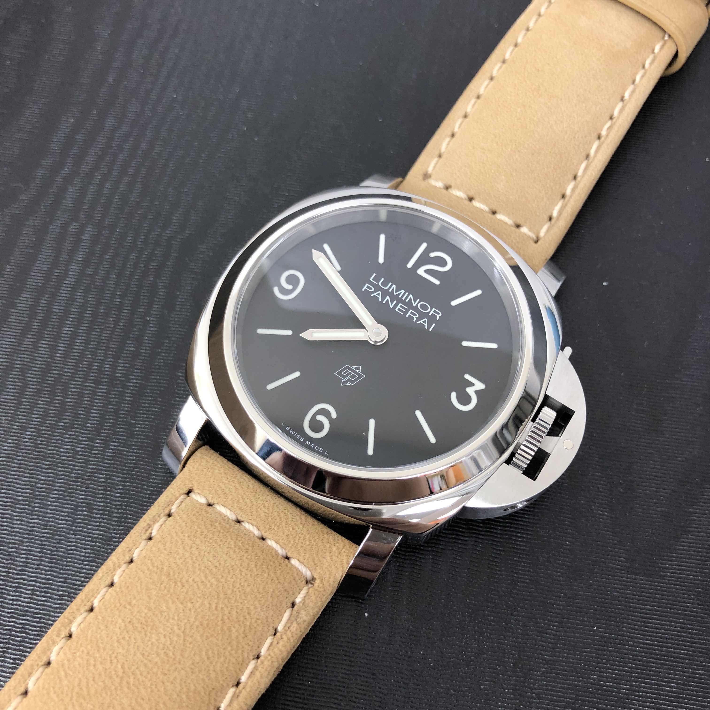 Panerai PAM01086 Replica Watch, Luminor Logo Manual Wind, 44mm Steel Case, Black Dial, Brown Leather - Image 5