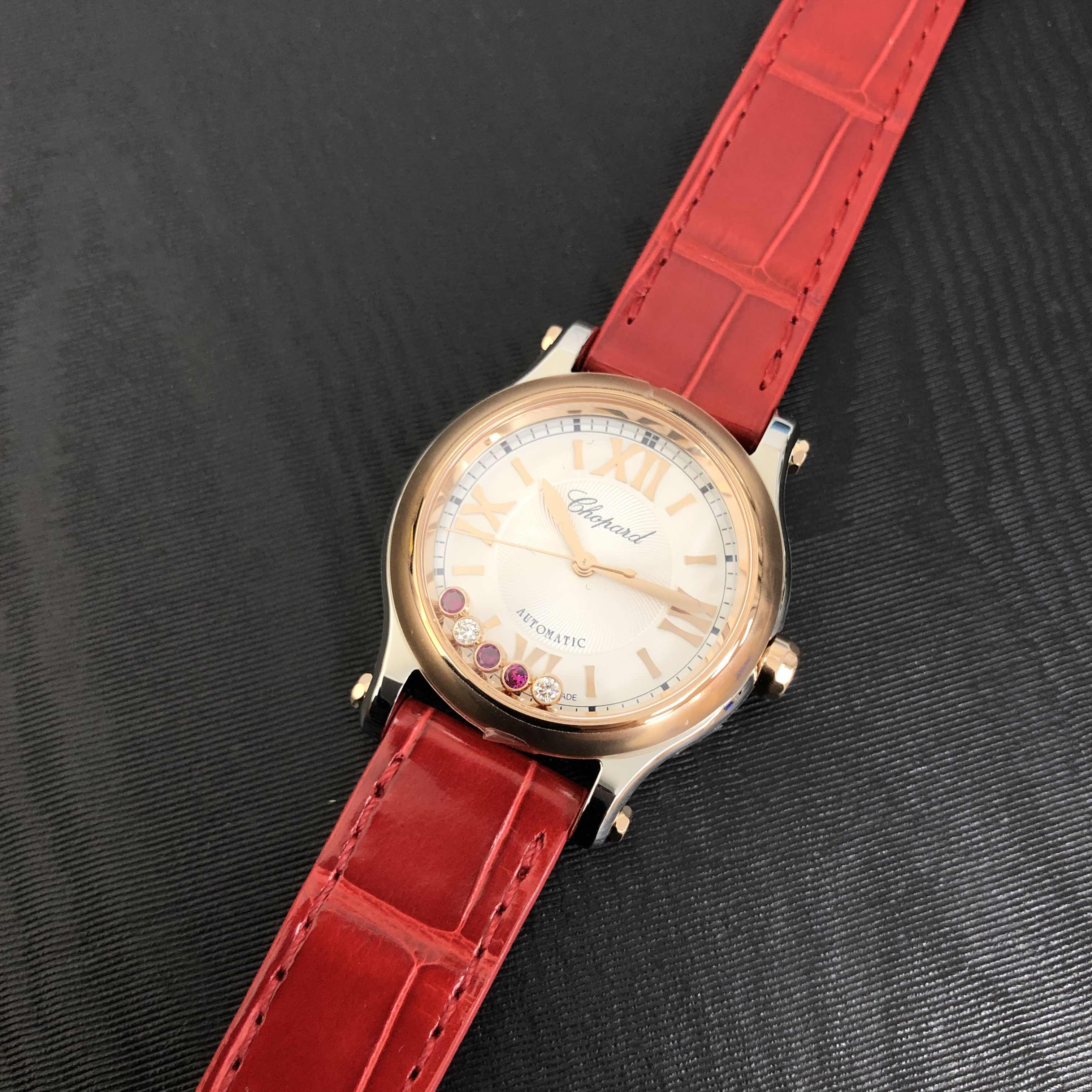 Chopard 278573-6026 HAPPY SPORT Auto 18kt Rose Gold Replica Watch, Swiss Movement, Silver Dial - Image 5