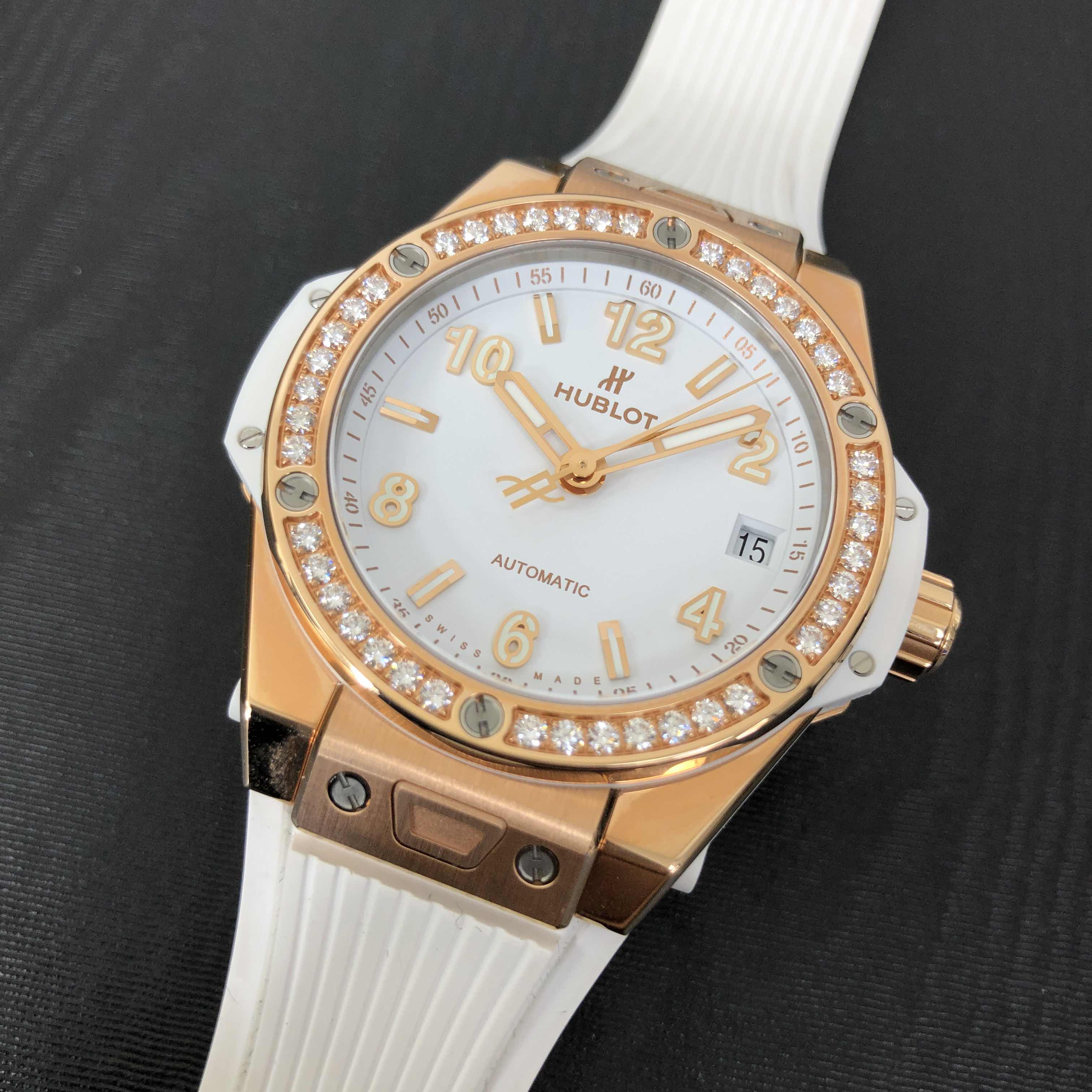 Hublot 465.OE.2080.RW.1204 - Automatic 18kt Rose Gold & Diamond - White Dial - Folding Clasp - Image 5