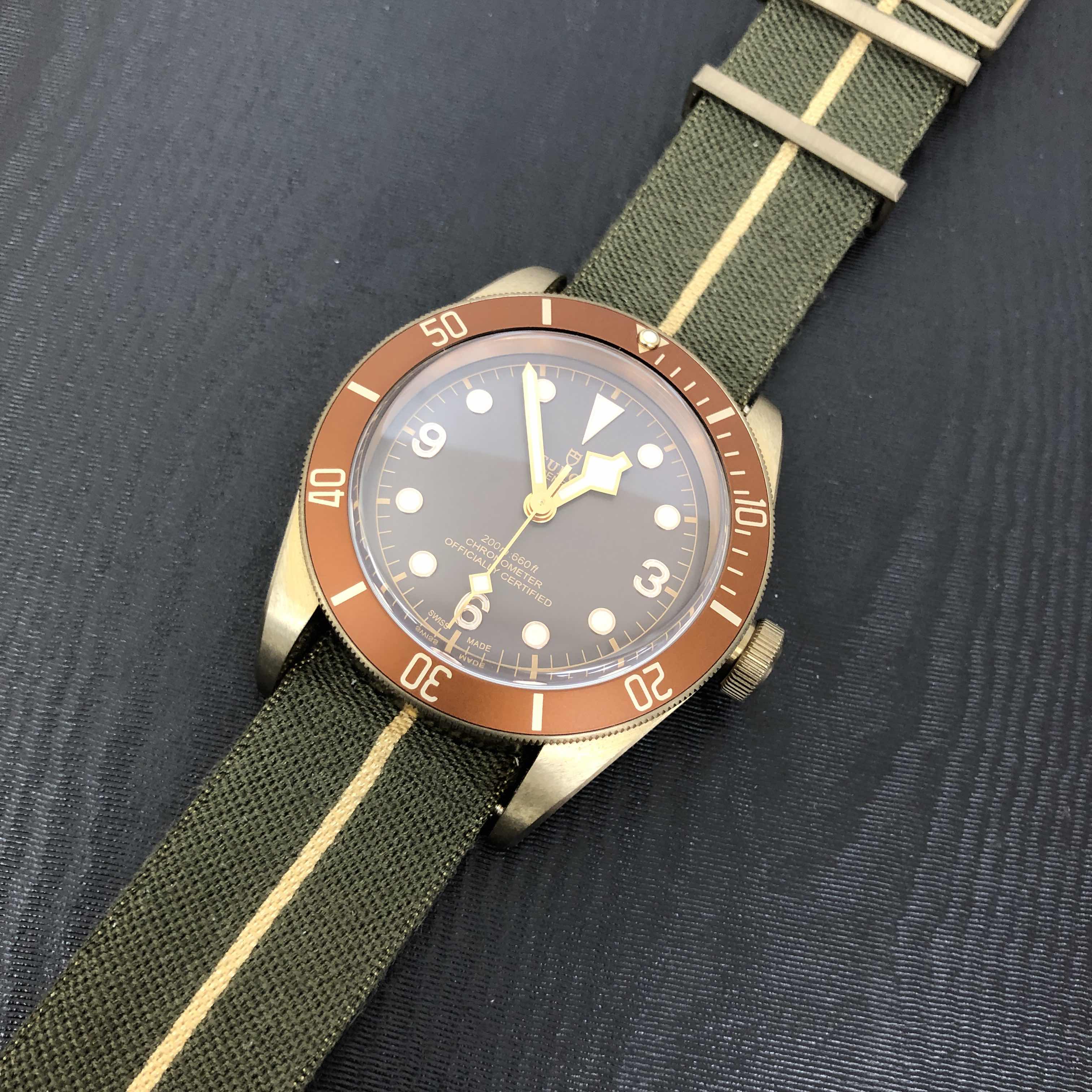 Tudor 79250BM-CANVAS STRAP AUTO BRONZE CASE BROWN DIAL GREEN CANVAS STRAP Replica Watch - Image 5