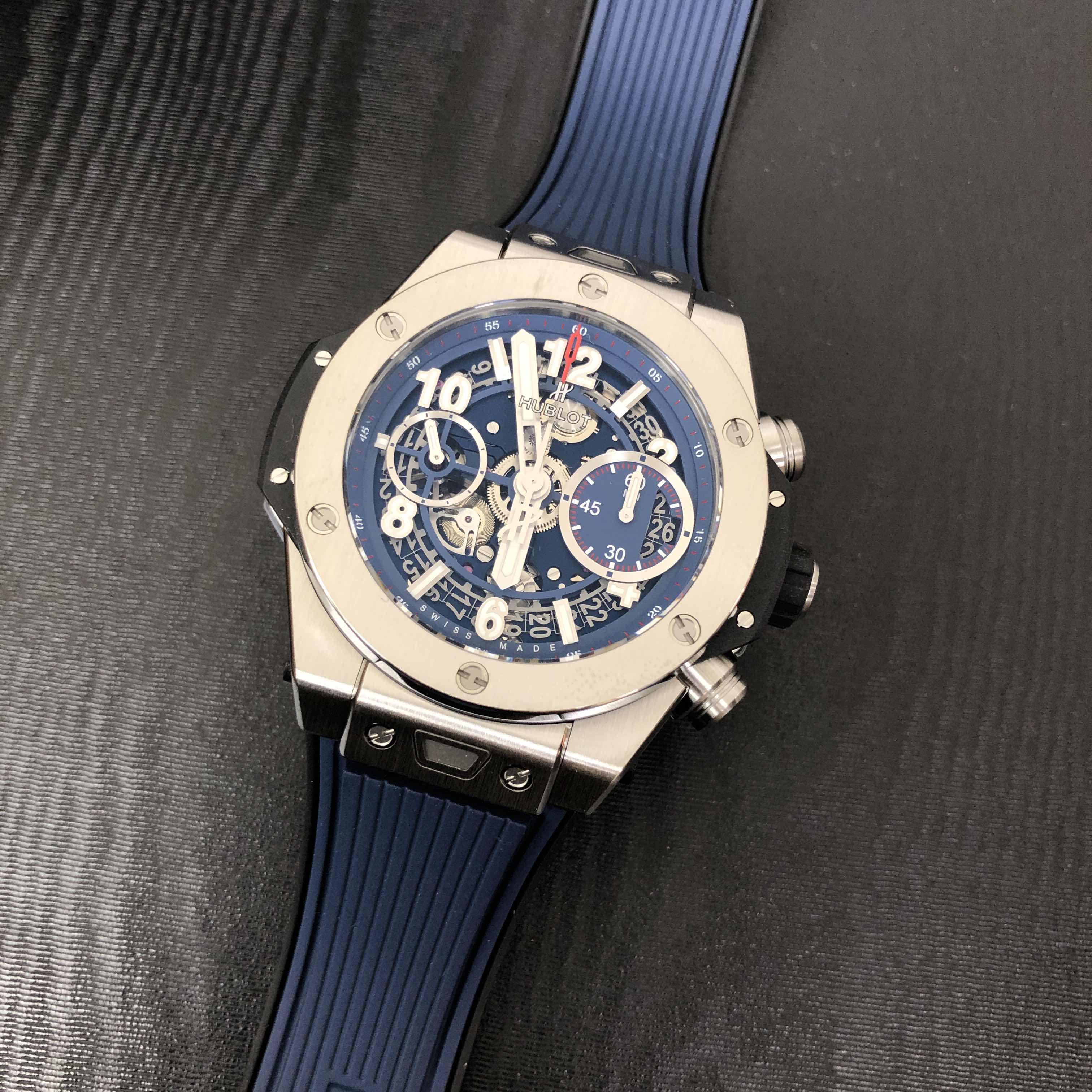 Hublot Big Bang Automatic Blue Dial - Replica Watch - 441.NX.5179.RX - Titanium Case - Rubber Strap - Image 5