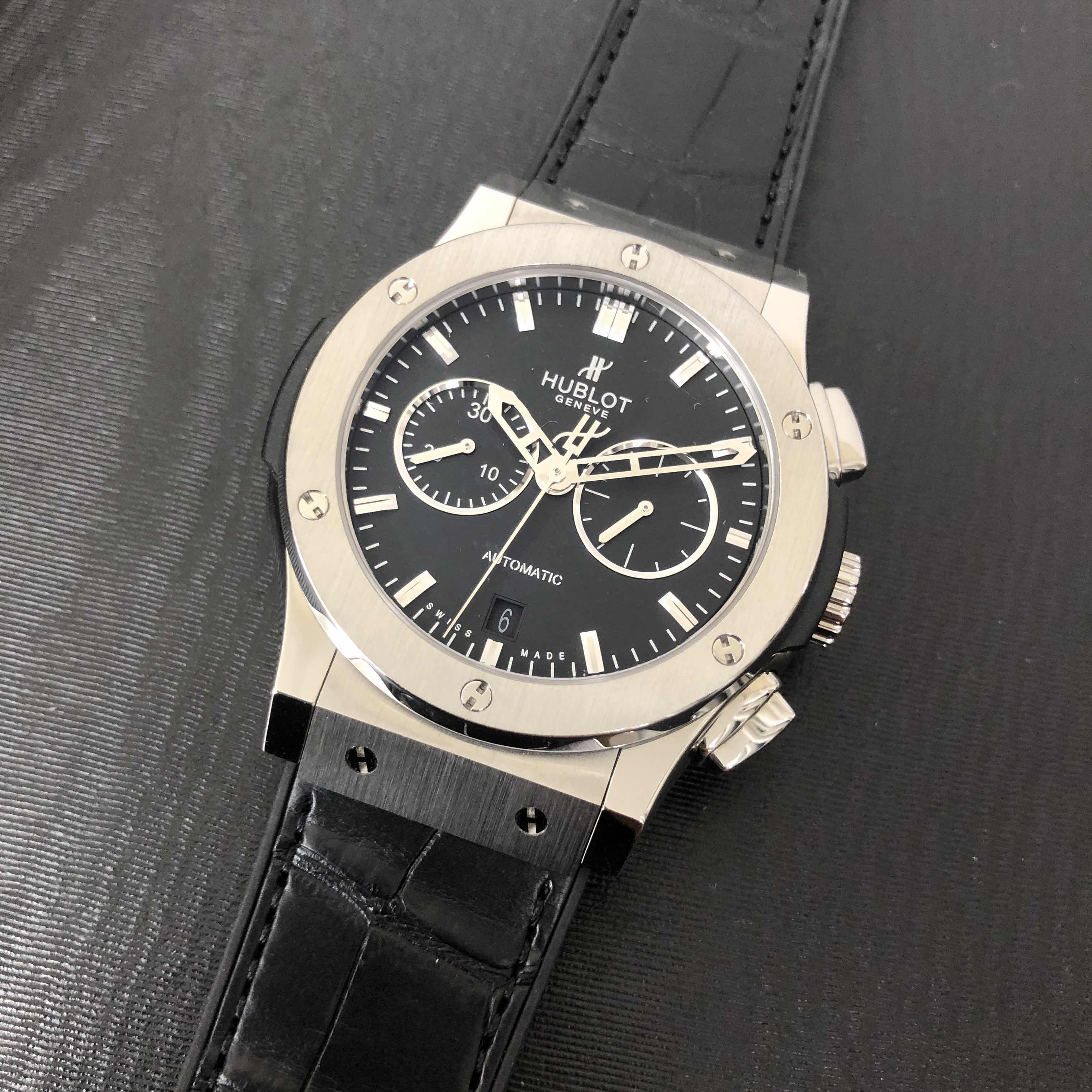 Hublot Classic Fusion 541.NX.1170.LR Automatic Titanium Black Dial Leather Strap Replica Watch - Image 5