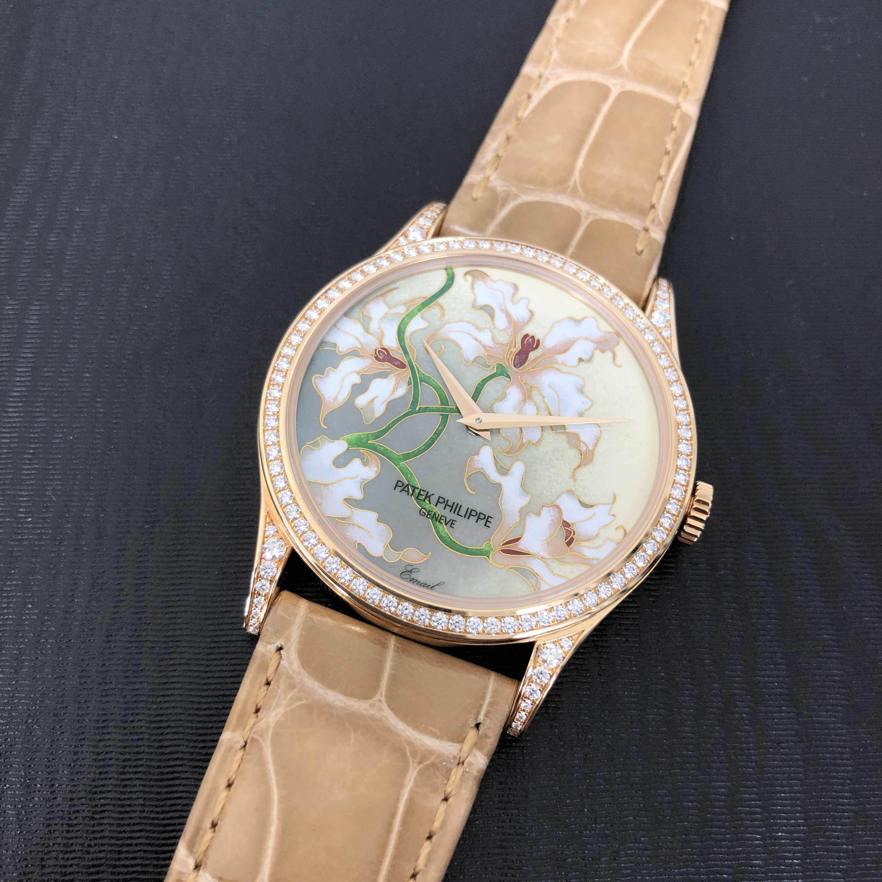 Patek Philippe 5077/100R-036 Replica Watch, Light Brown Dial, Rose Gold & Diamonds Case, Automatic - Image 5