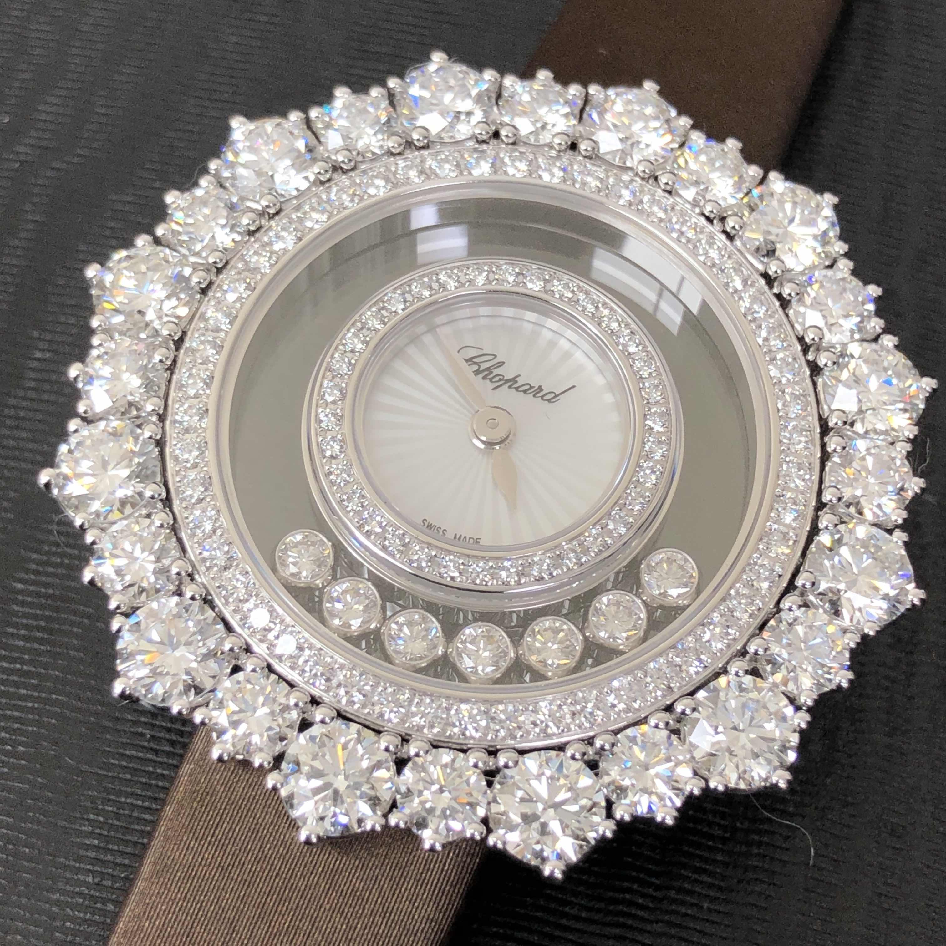 Chopard 209436-1002 Happy Diamond Quartz 18kt White Gold & Diamond Replica Watch, Swiss Movement - Image 5