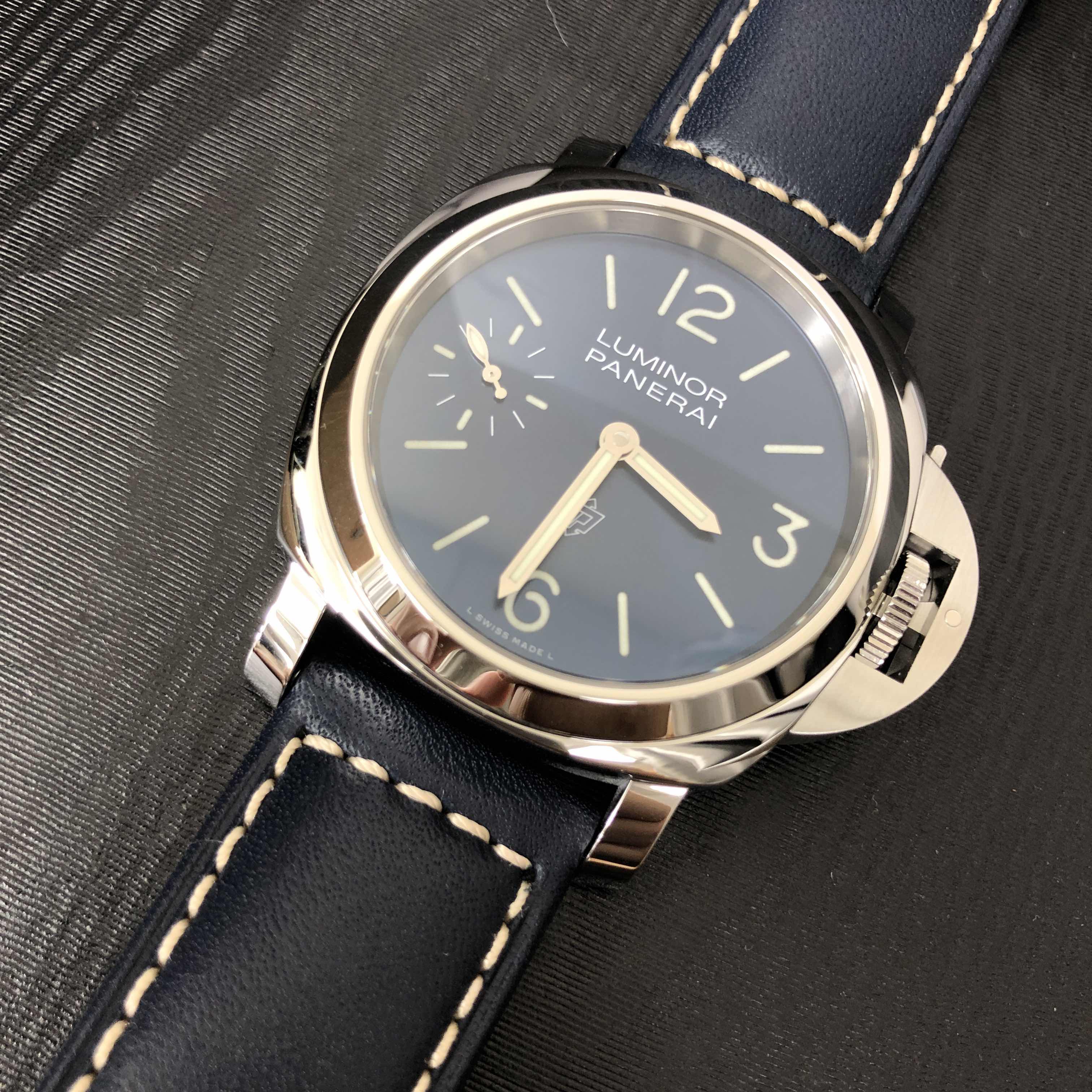 Panerai PAM01085 LUMINOR MARINA Manual Wind Replica, 44mm Steel Case, Dark Blue Dial & Leather - Image 5