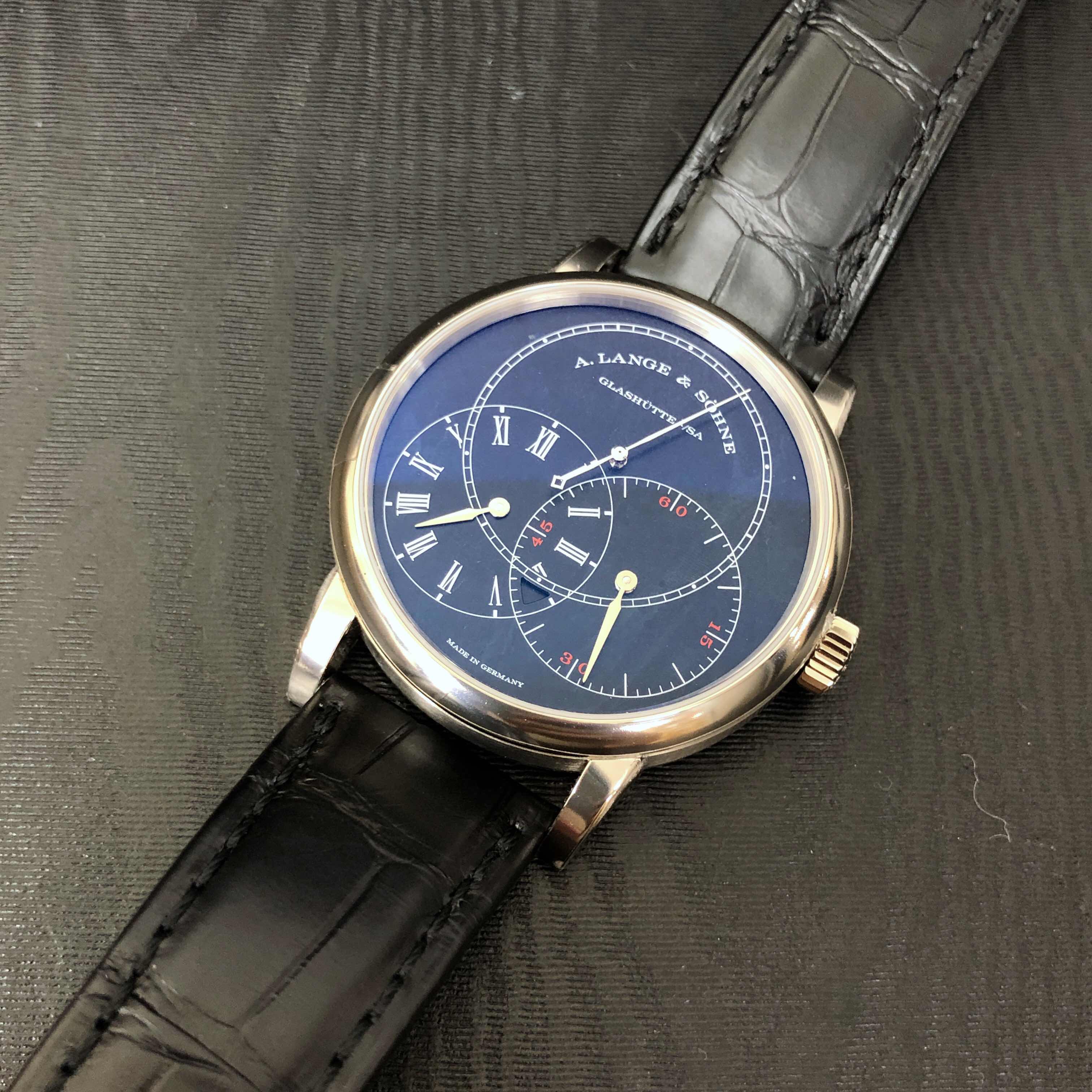 A Lange & Sohne 252.029 Richard Lange - Replica Watch - Manual Wind - 18kt White Gold - Black Dial - Image 5