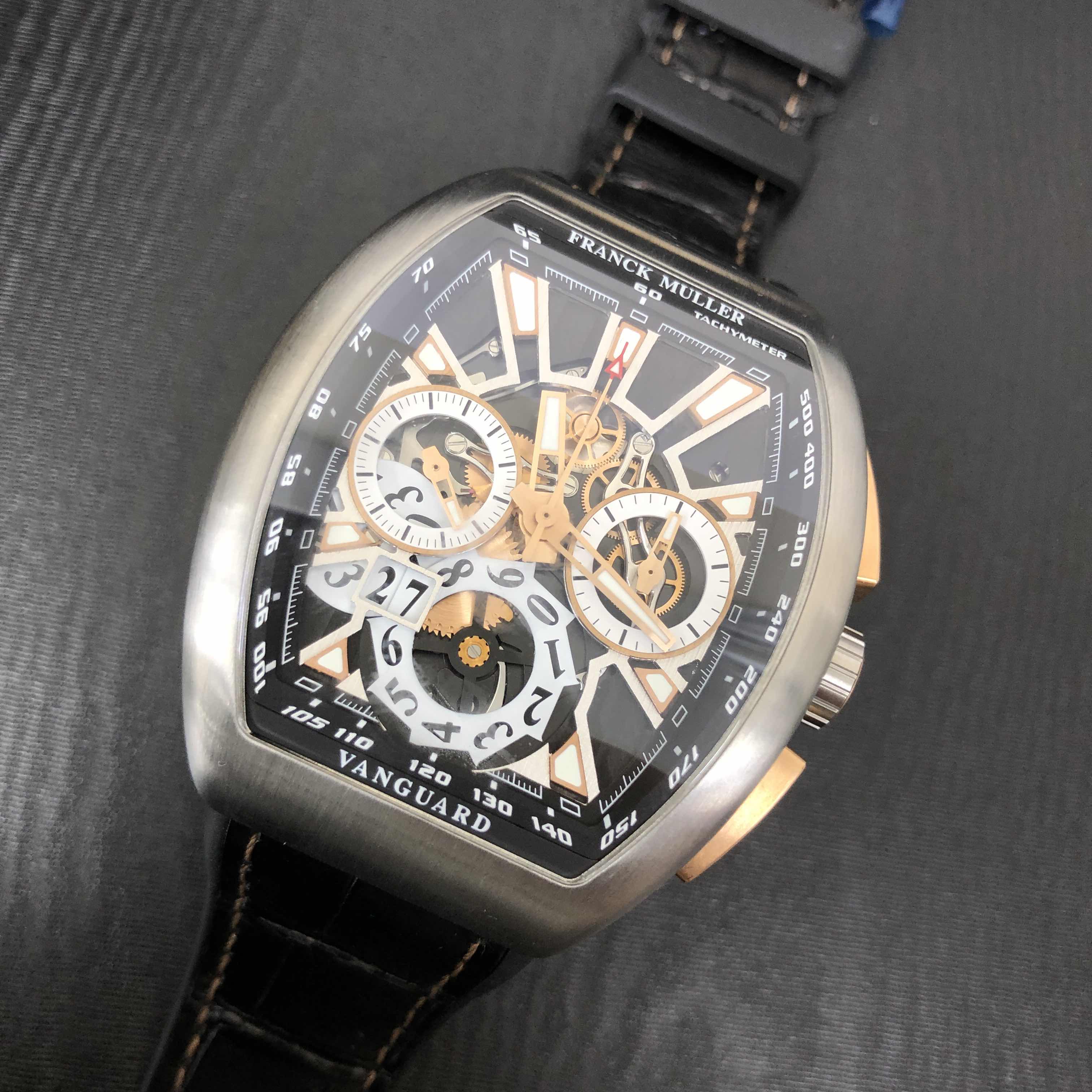 Franck Muller V 45 CC DT GD SQT AC.BR.NR Automatic Black Dial Titanium Replica Watch - Image 5