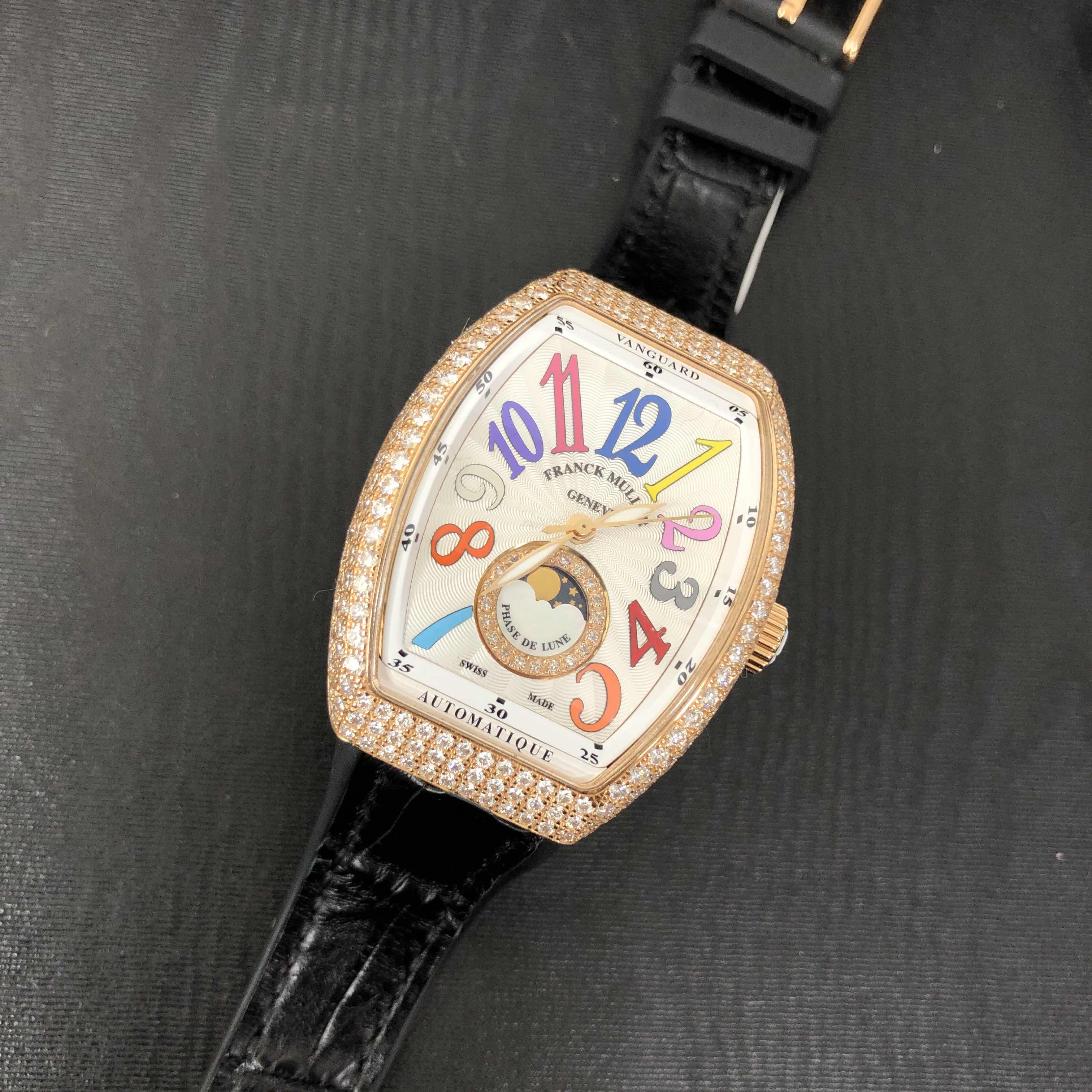Franck Muller V 32 SC AT FO L D CD 1R COL DRM 5N.BC Automatic 18kt Rose Gold & Diamonds Replica - Image 5