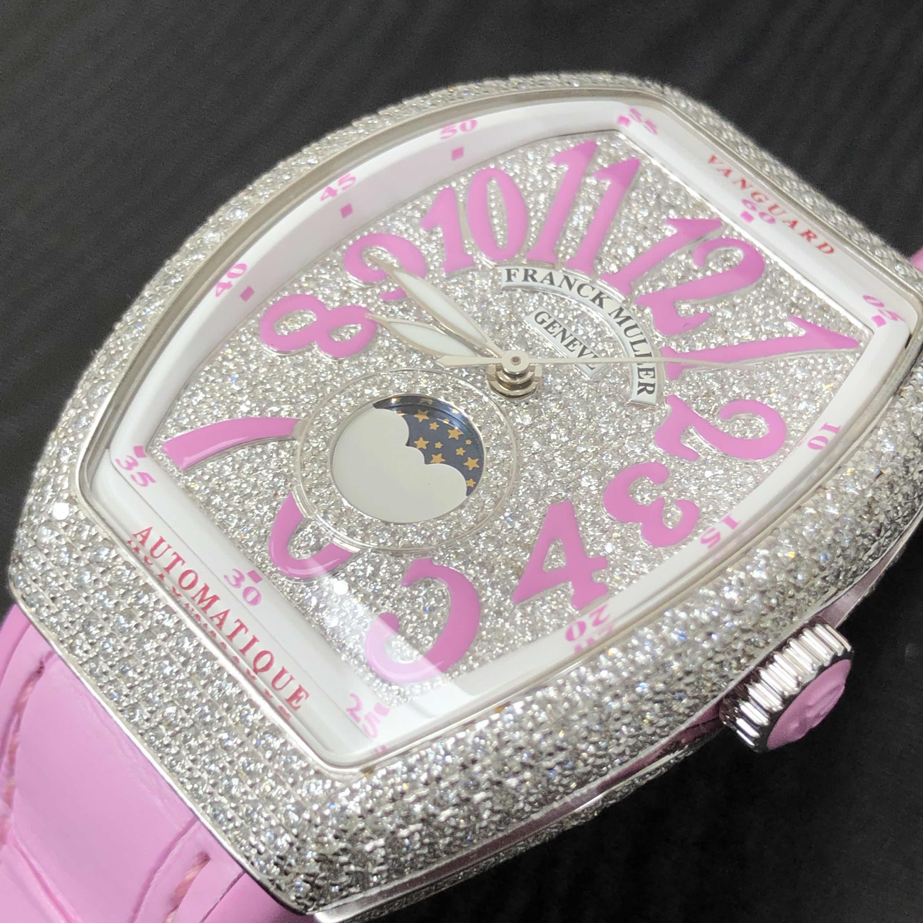 V 35 SC AT FO L D CD AC.RS - Franck Muller Vanguard Replica Watch - Automatic - Silver Dial - Pink - Image 5