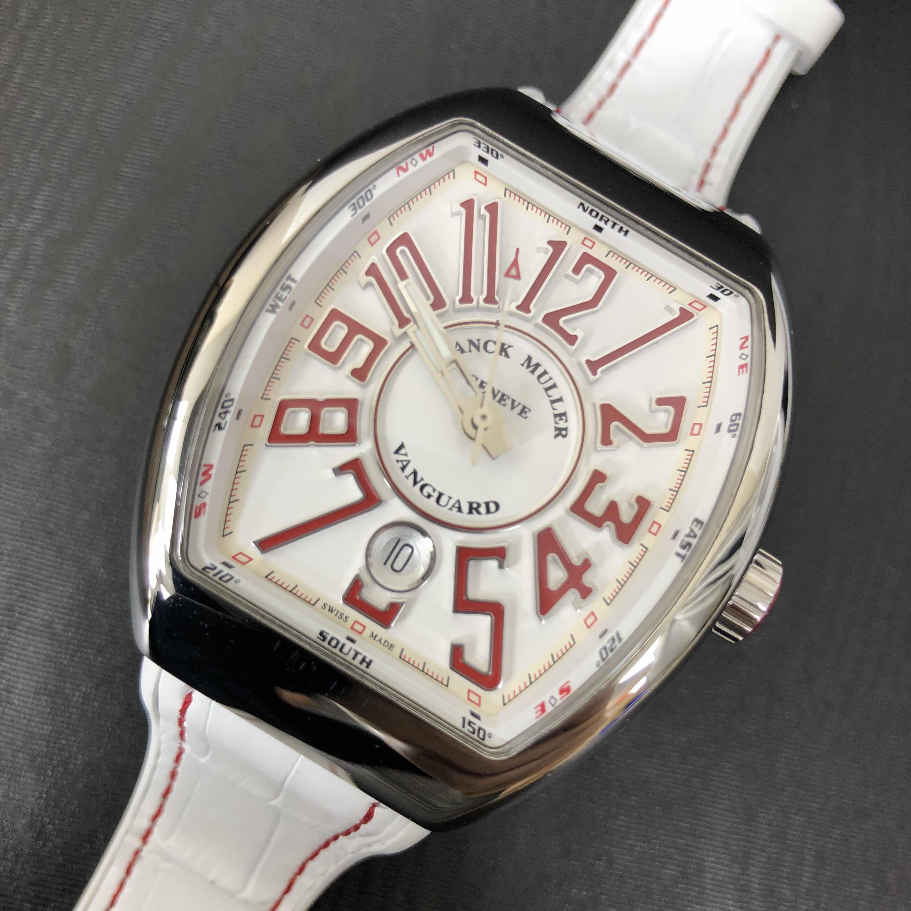 Franck Muller V 41 SC DT AC.RG Vanguard Replica Watch, Automatic, 41mm Steel Case, White Dial - Image 5