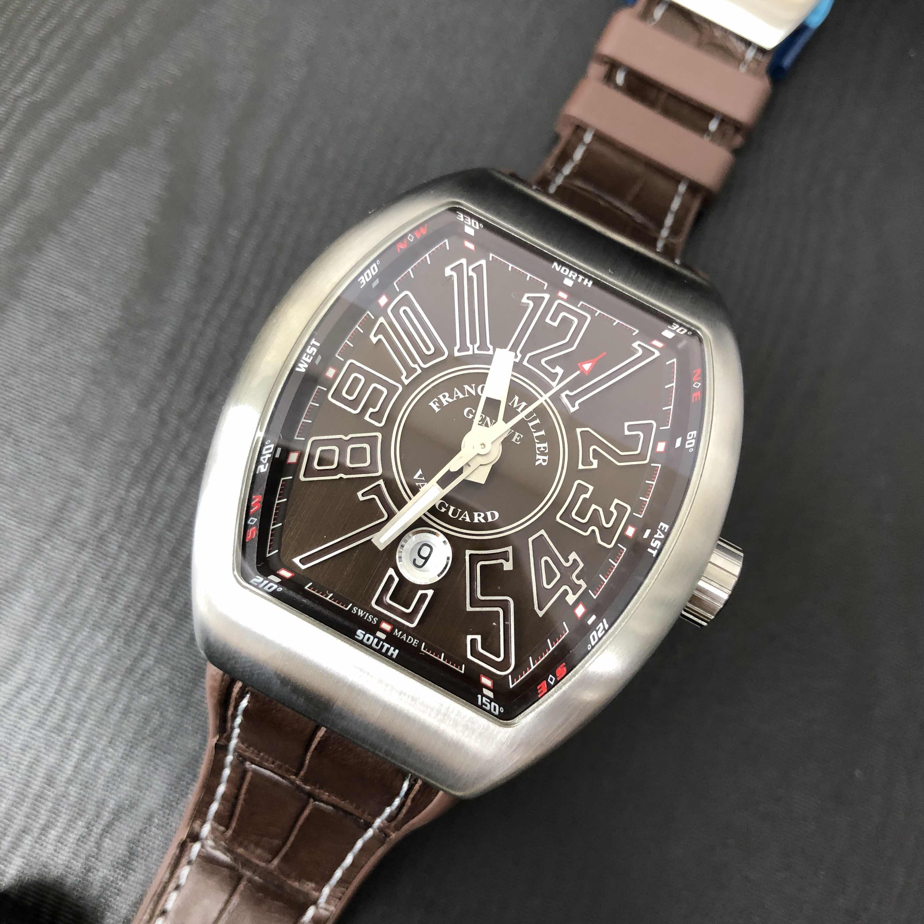 Franck Muller Vanguard V 45 SC DTAC.BR.BN Replica Watch, Automatic, Brown Dial, Steel Case, Leather - Image 5