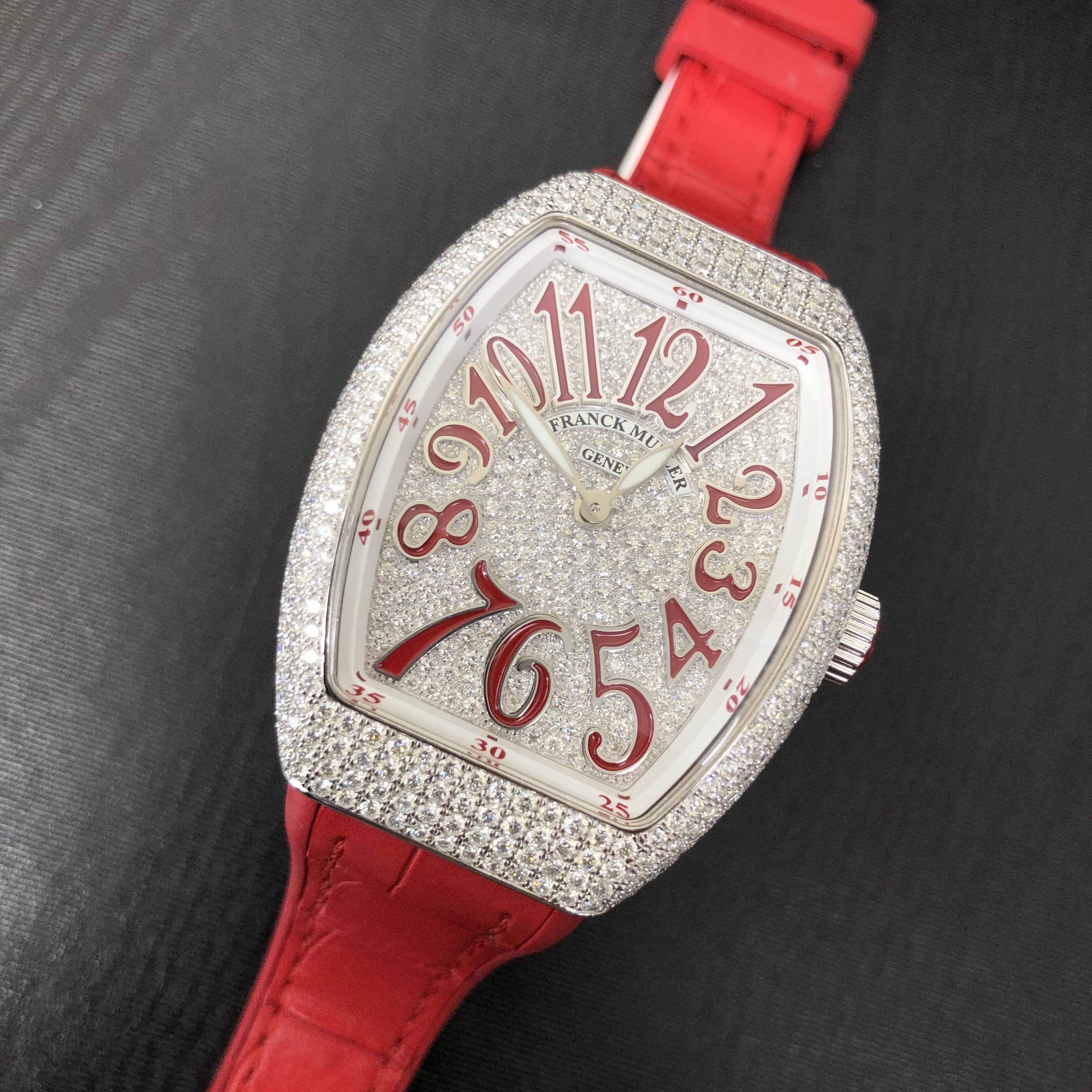 Franck Muller V 35 QZ D CD AC.RG Vanguard Replica Watch, Quartz, Silver Dial, Steel Diamonds Case - Image 5