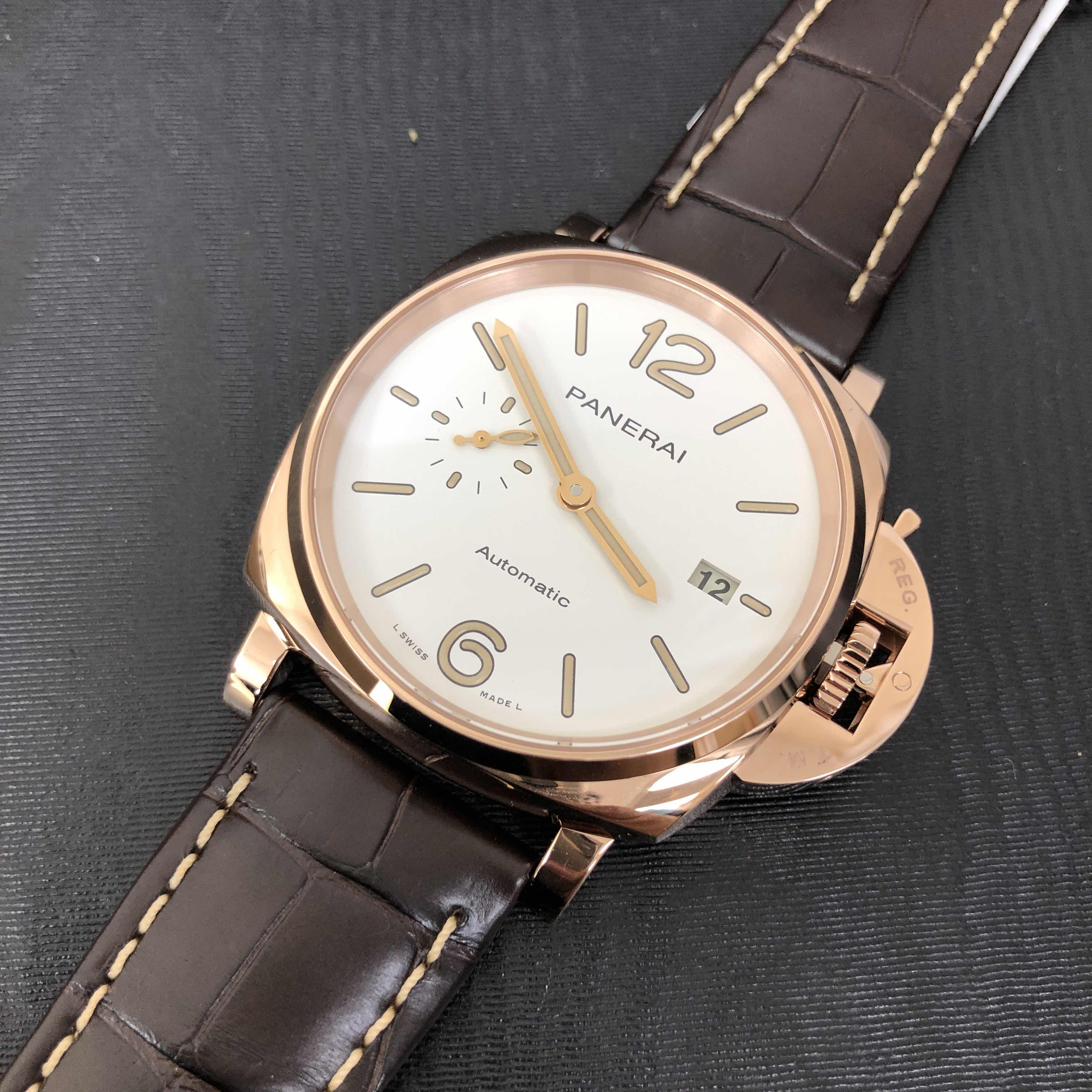 Panerai PAM01042 LUMINOR DUE Automatic 18kt Rose Gold Replica Watch - Swiss Movement, White Dial - Image 5