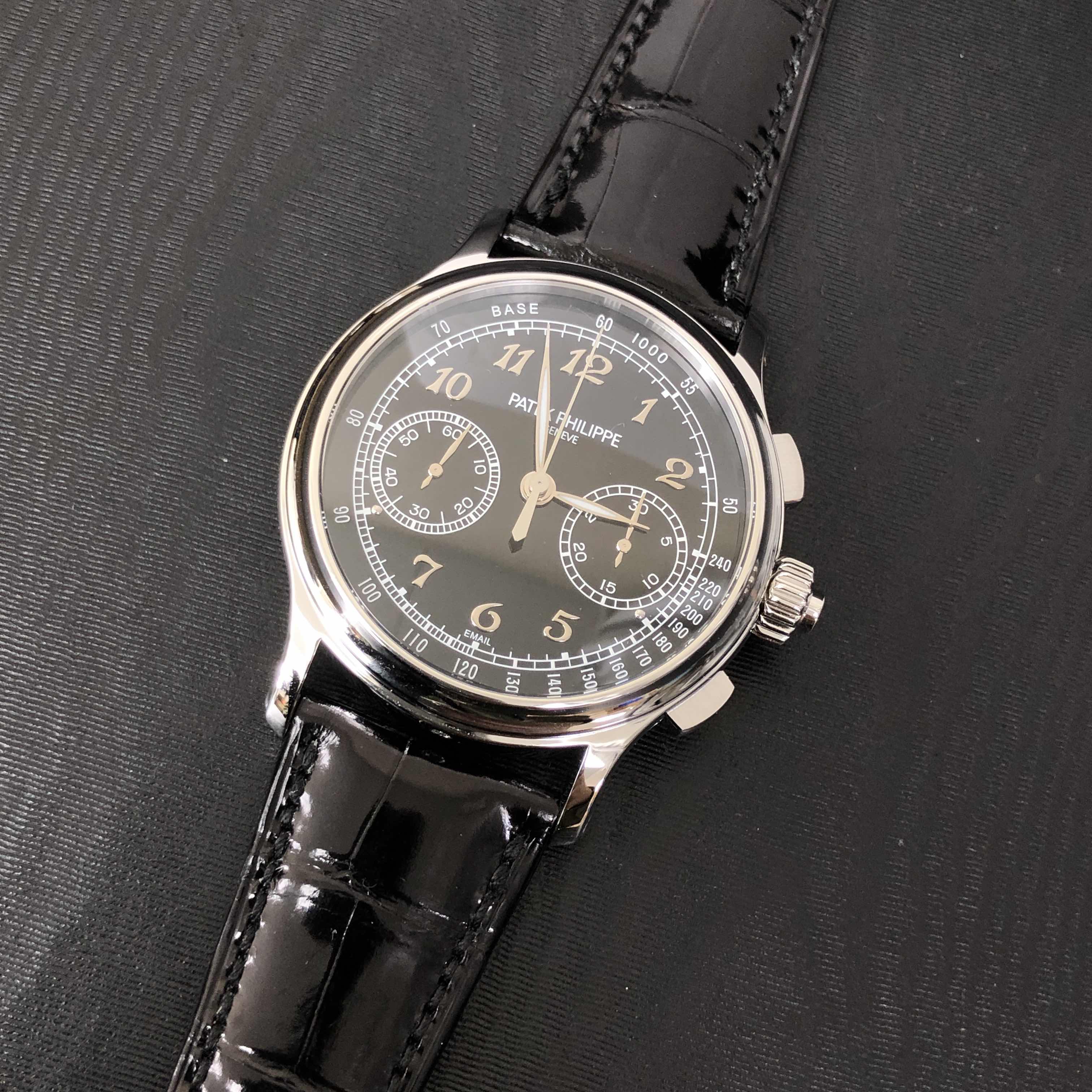 Patek Philippe 5370P-001 - Replica Watch - Manual Wind - Platinum Case - Black Dial - Alligator - Image 5