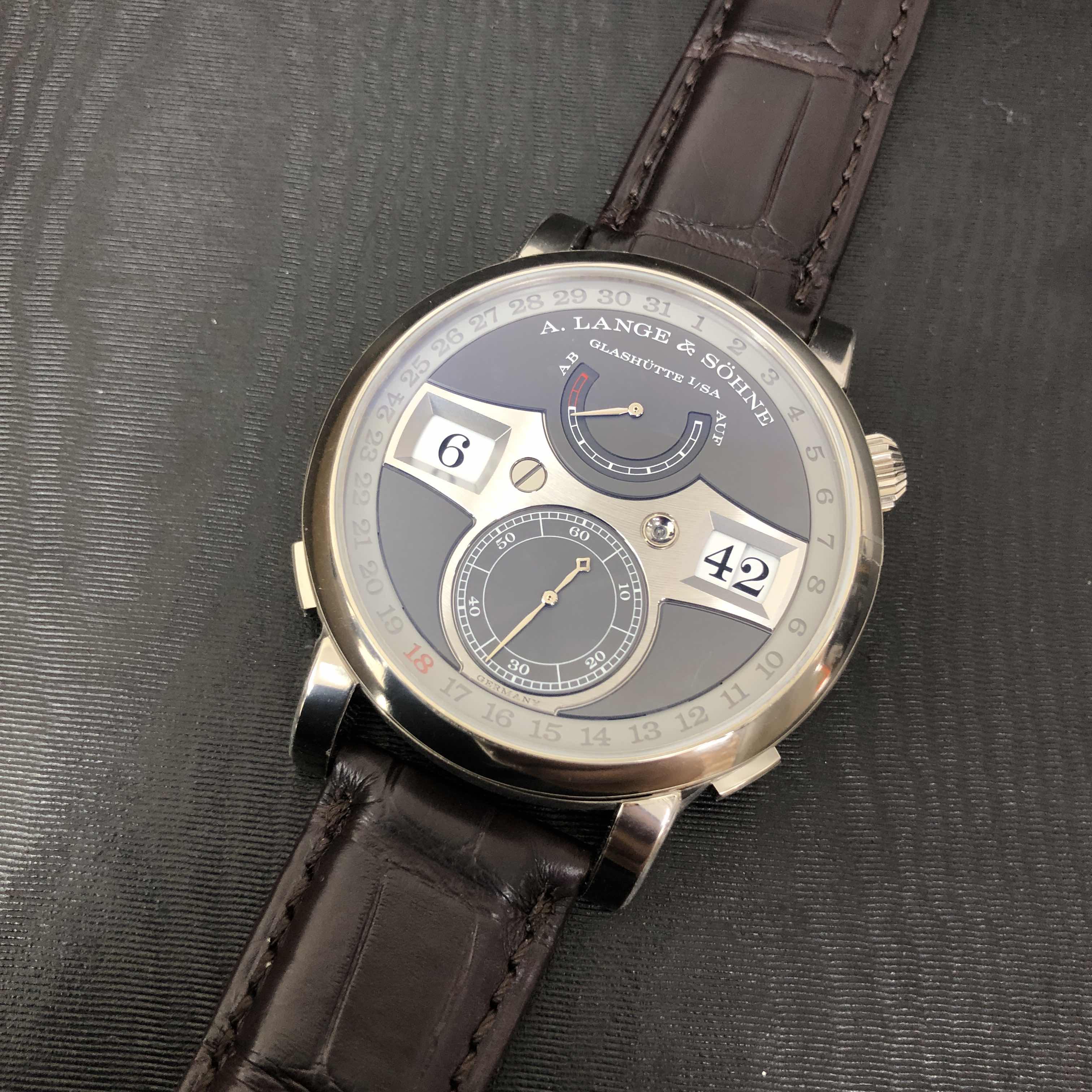 A Lange & Sohne 148.038 OWL Series Replica Watch, Manual Wind, Gray Dial, 18kt White Gold Case - Image 5