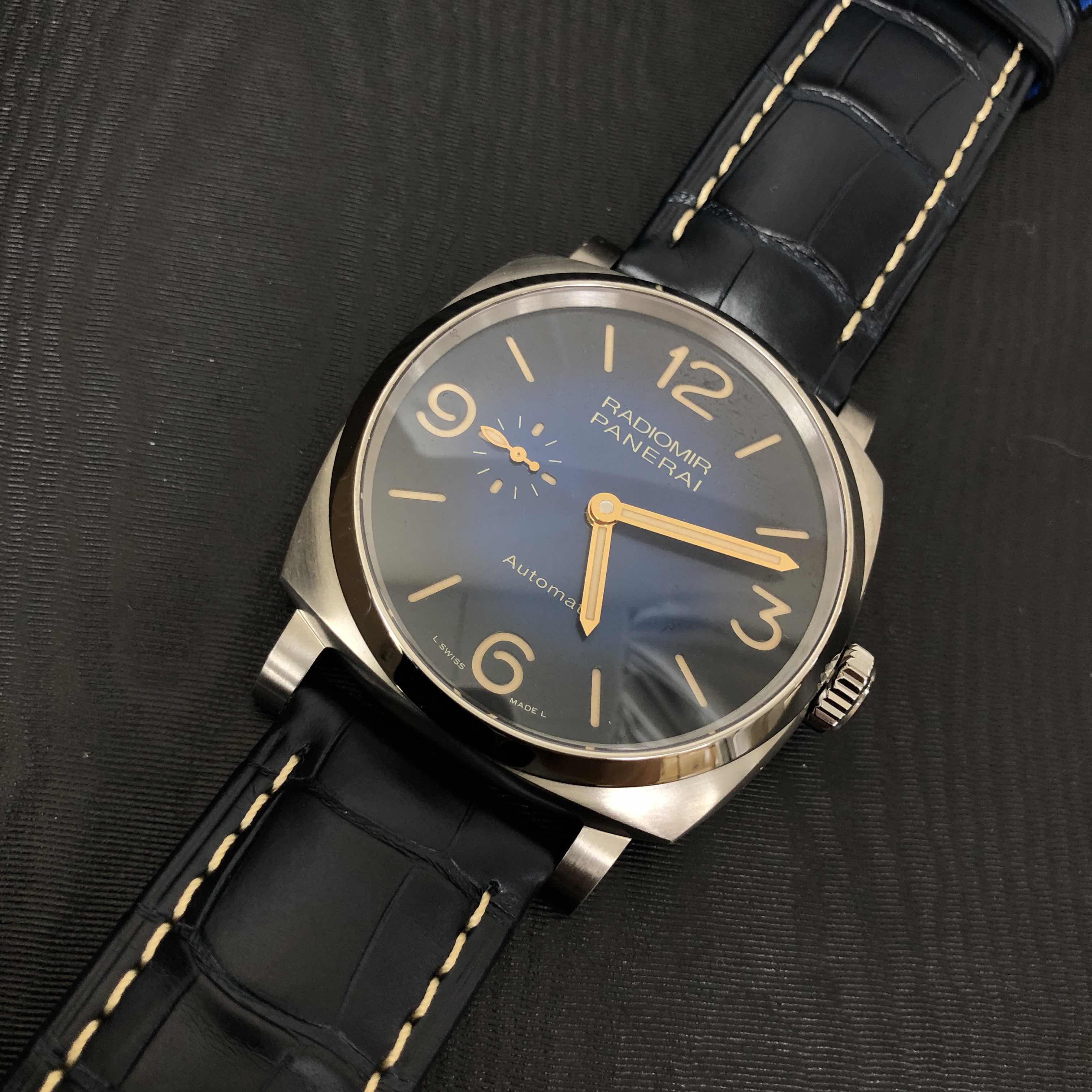 Panerai PAM01078 RADIOMIR Automatic Titanium Replica Watch - Blue Dial, Alligator Strap - Image 5
