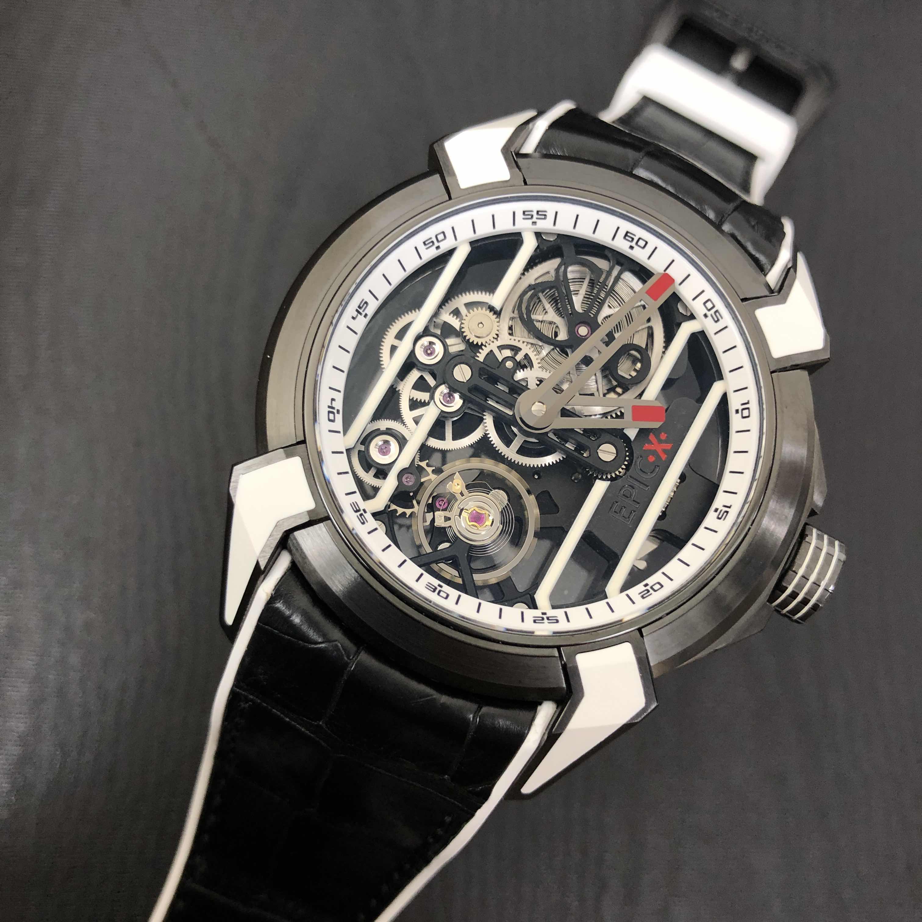 Jacob & Co EX100.21.WR.WB.ABRU Titanium Automatic Replica Watch, White Rubber Strap, Transparent - Image 5