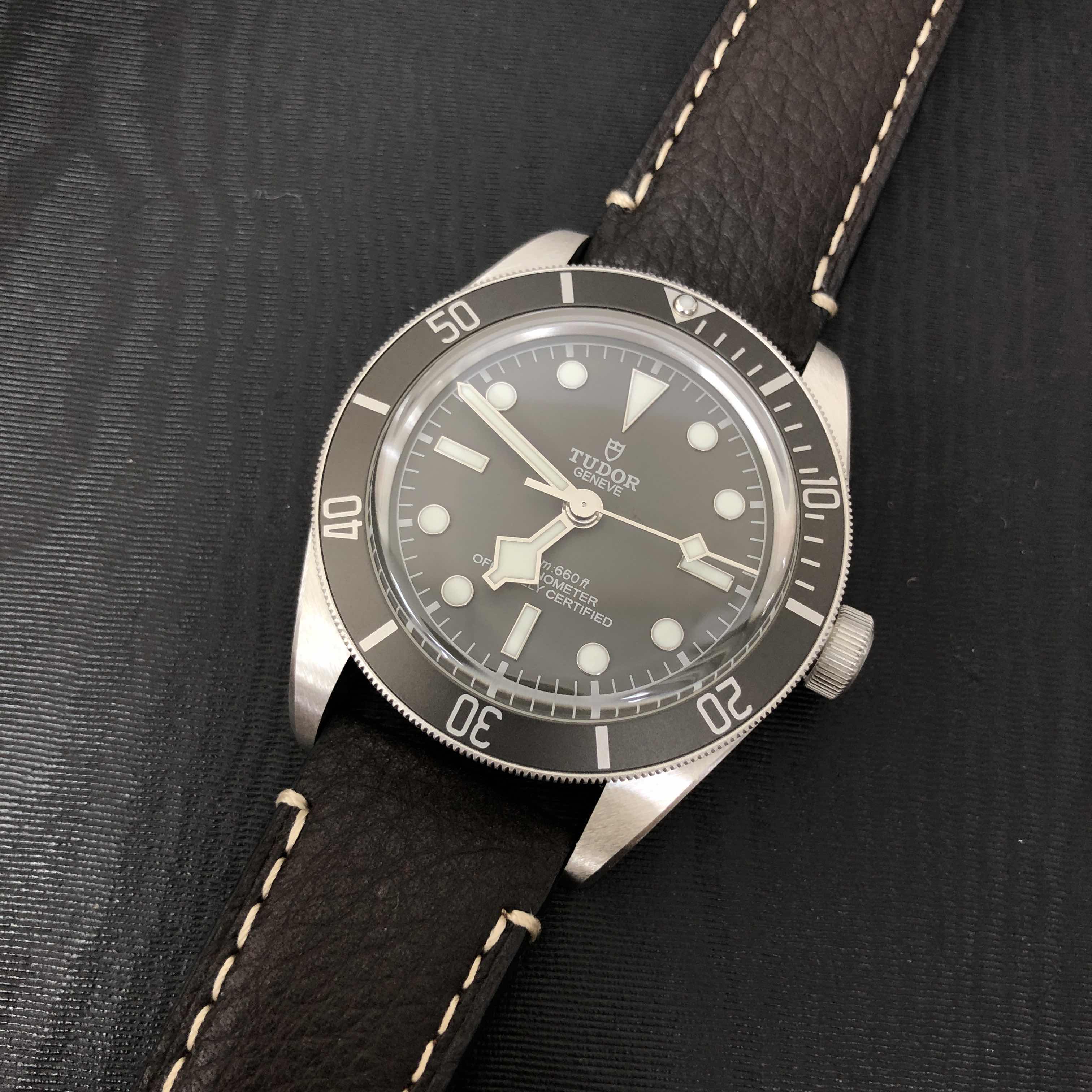 Tudor 79010SG Black Bay 1958 Automatic Silver Case Replica Watch with Brown Leather Strap - Image 5