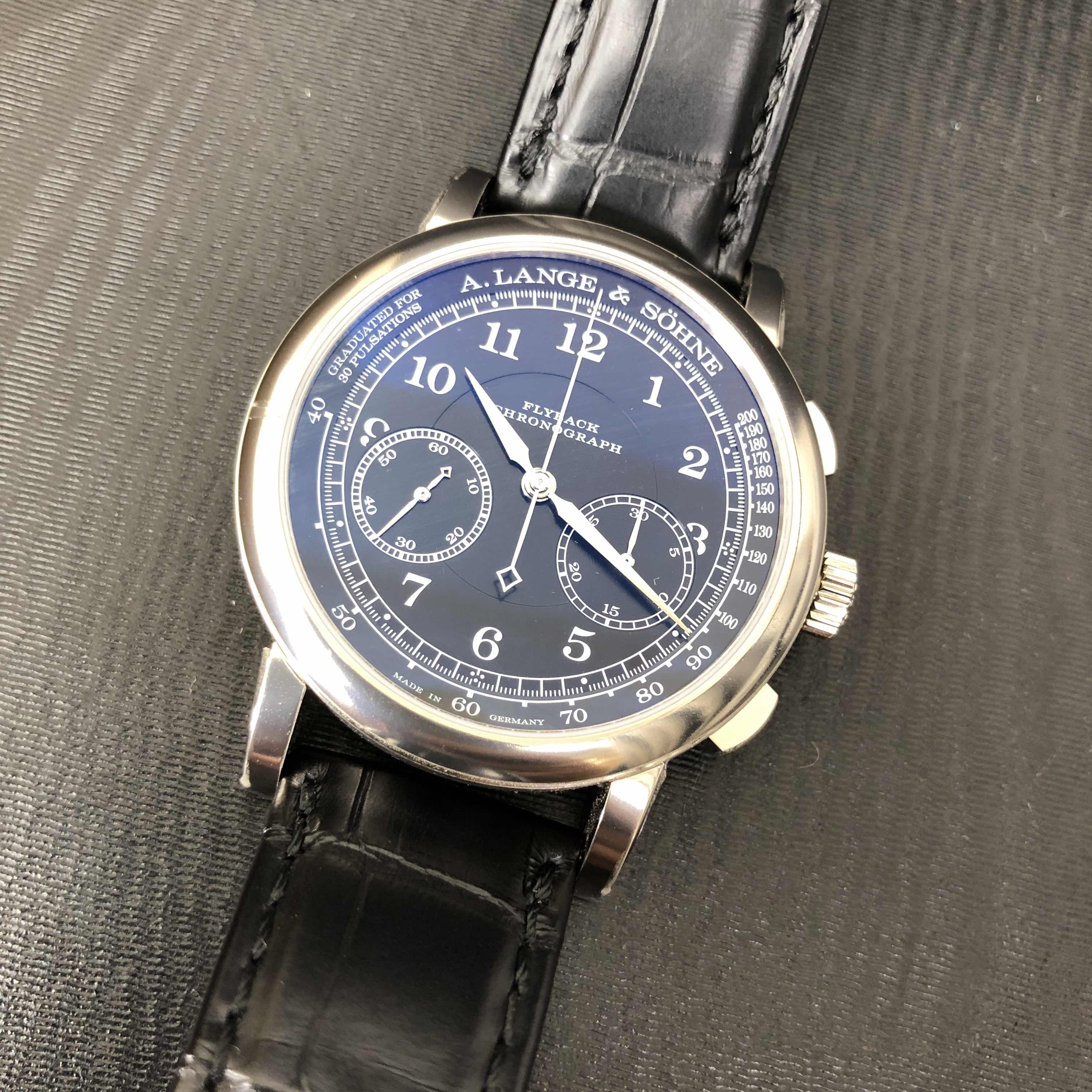 A Lange & Sohne 414.028 1815 Chronograph - Replica Watch - Automatic - 18kt White Gold - Alligator - Image 5