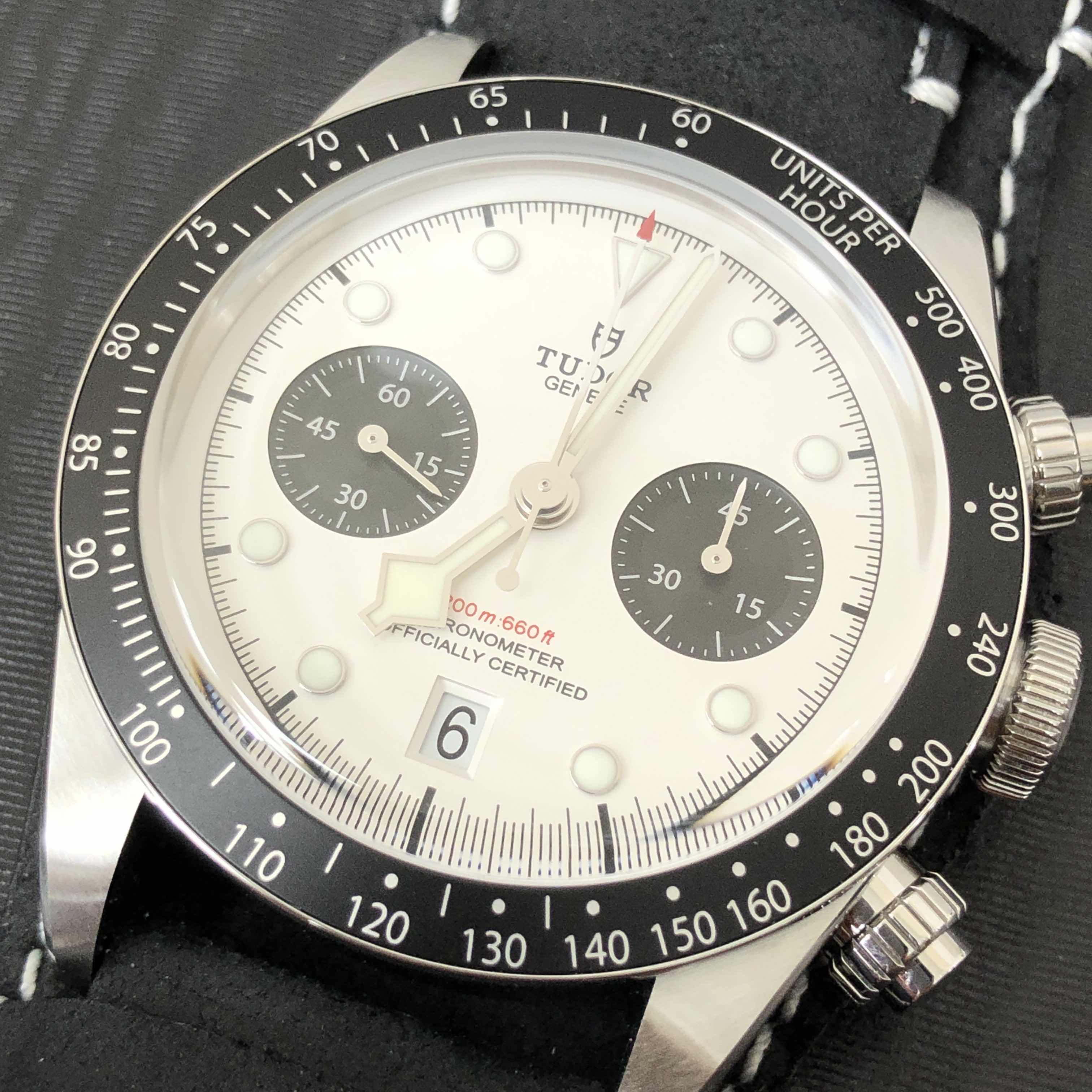 Tudor 79360NWT-LS Replica Watch, Black Bay Chrono, Automatic, White Dial, Steel Case, Leather Strap - Image 5