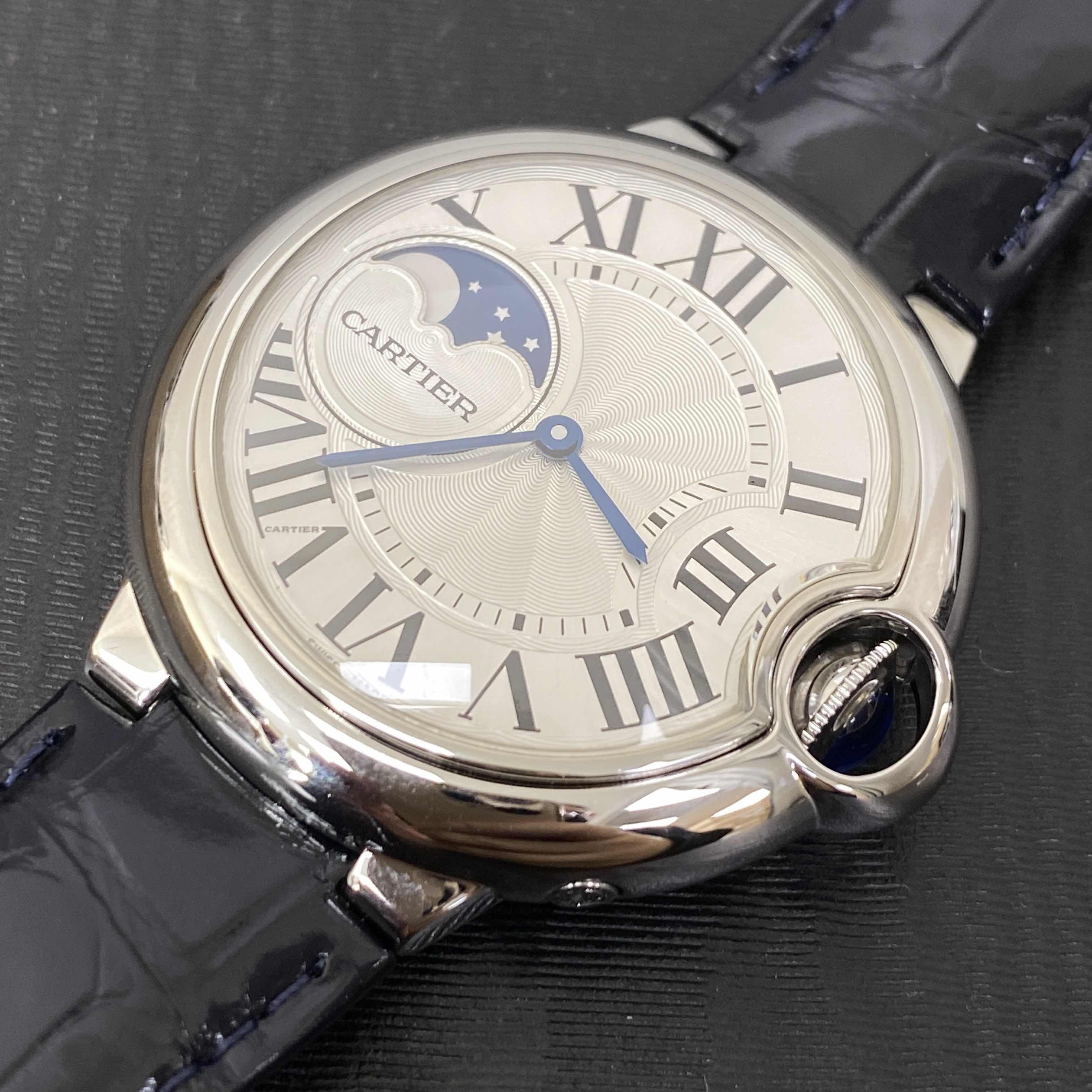 Cartier Ballon Bleu WSBB0029 Automatic Silver Dial Alligator Strap Steel Replica Watch - Image 5