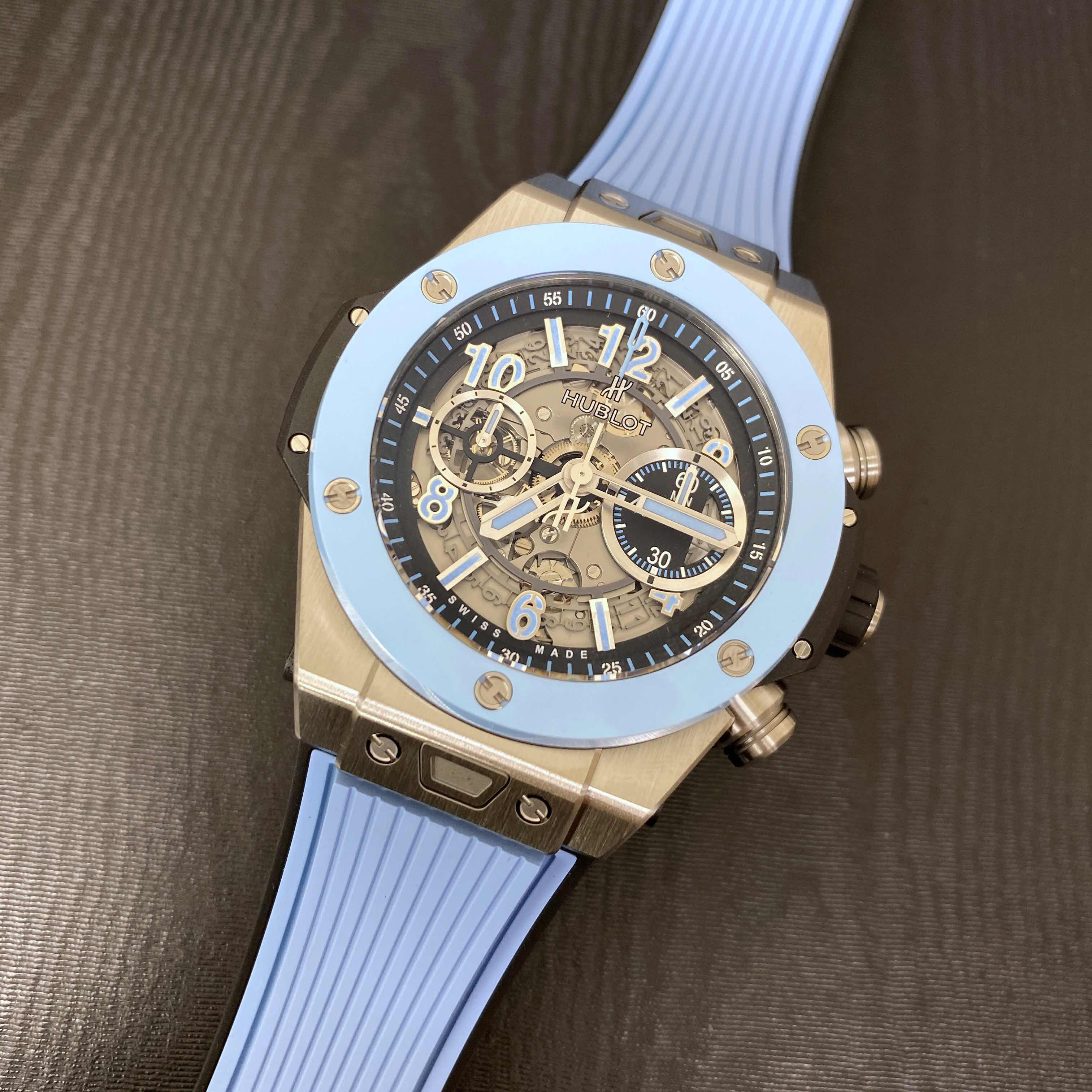 Hublot 411.NL.1192.RX.PDE19 BIG BANG Automatic Titanium - Transparent Dial - Blue Rubber Strap - Image 5