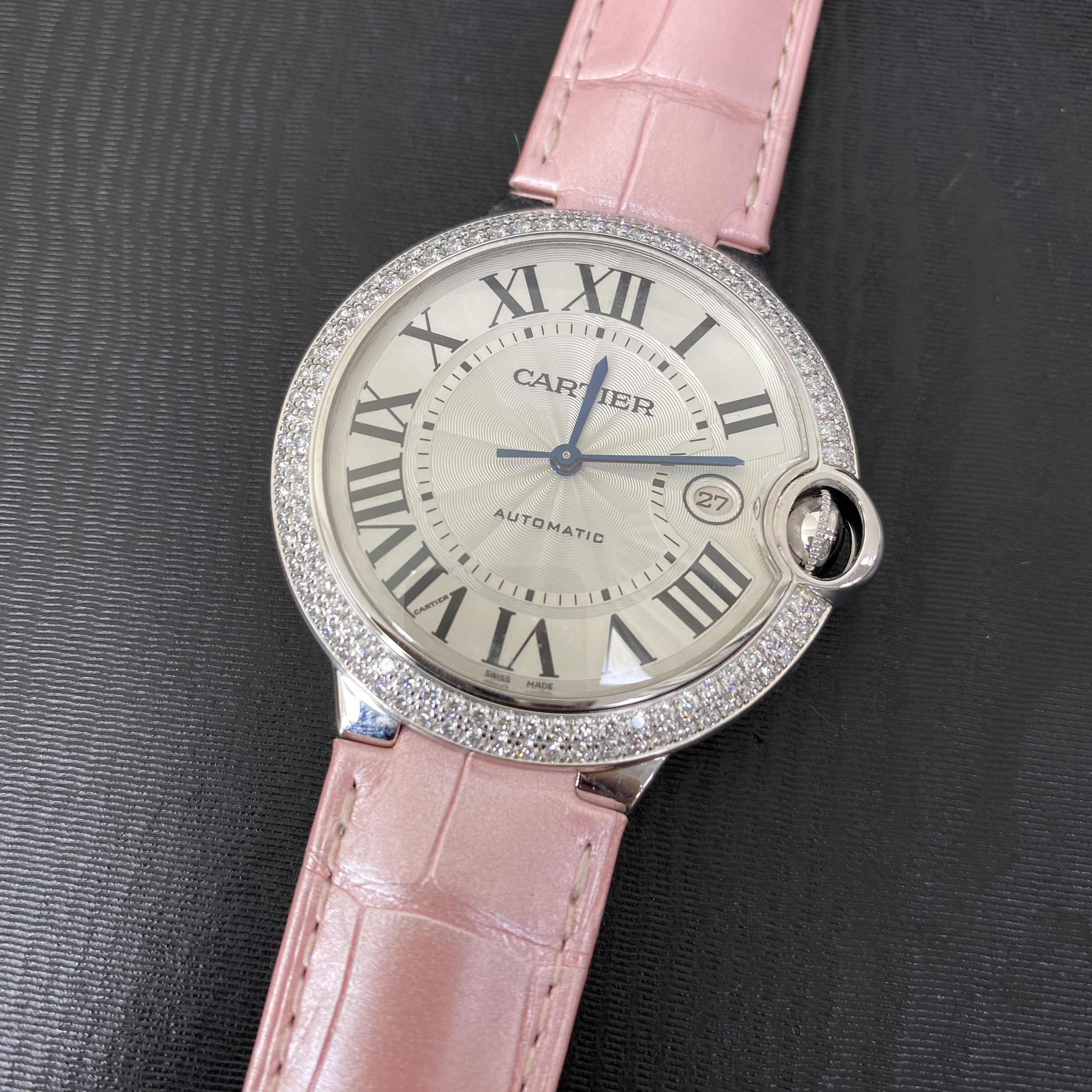 -WE900951 - Cartier BALLON BLEU Automatic 18kt White Gold Diamond Replica Watch - Swiss Movement - Image 5