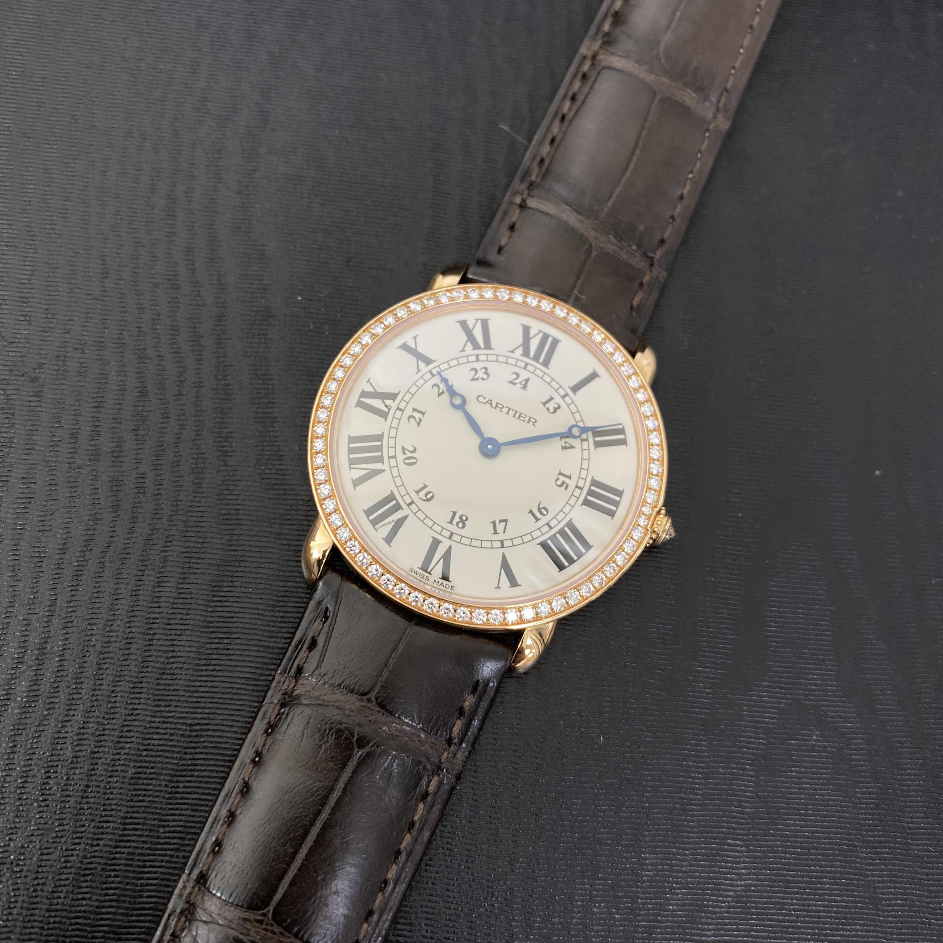 Cartier WR000651 Ronde Louis Cartier Manual Wind 18kt Rose Gold White Dial Replica Watch - Image 5