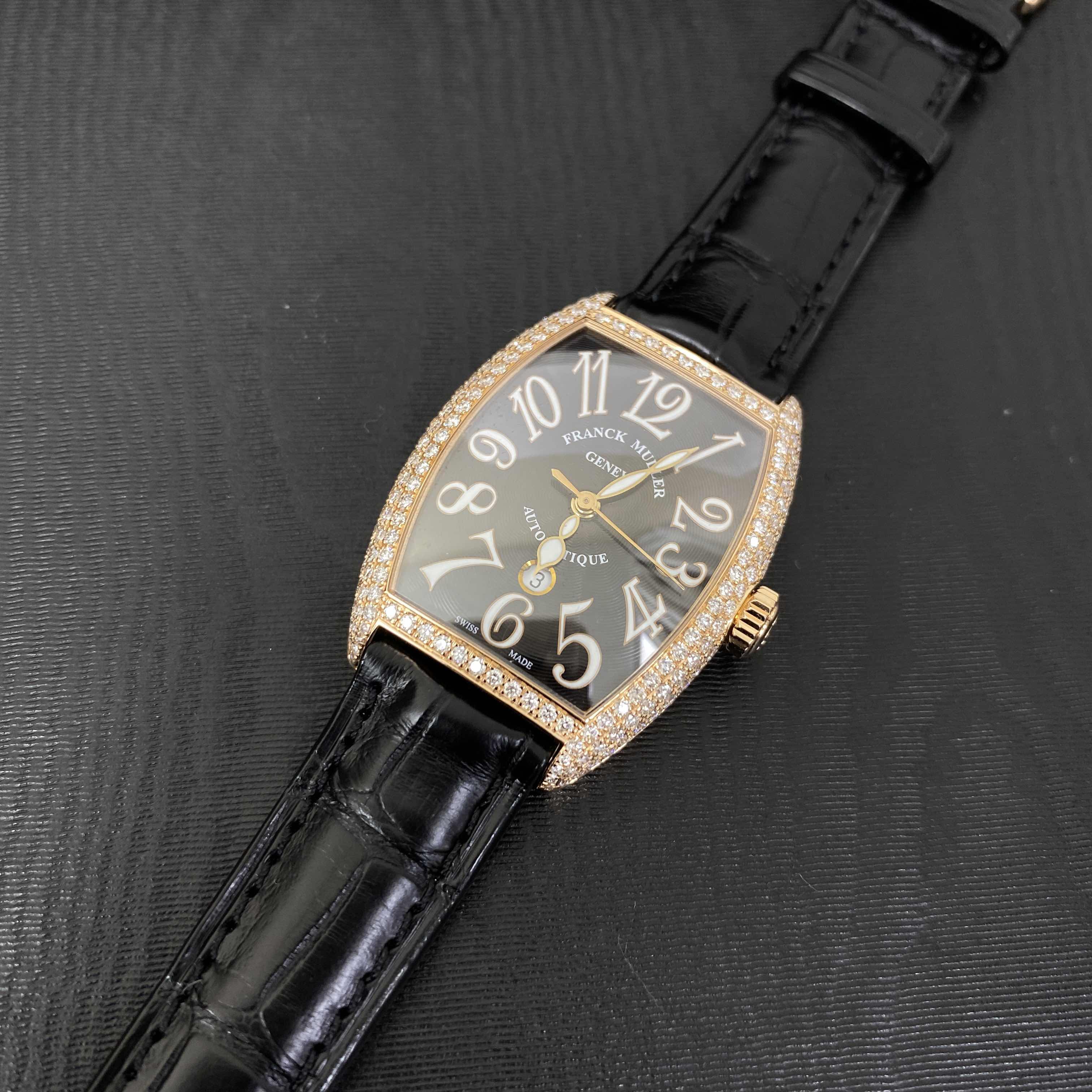 Franck Muller 7500 SC AT DT FO D 5N - Replica Watch - Automatic - Black Dial - Rose Gold & Diamonds - Image 5