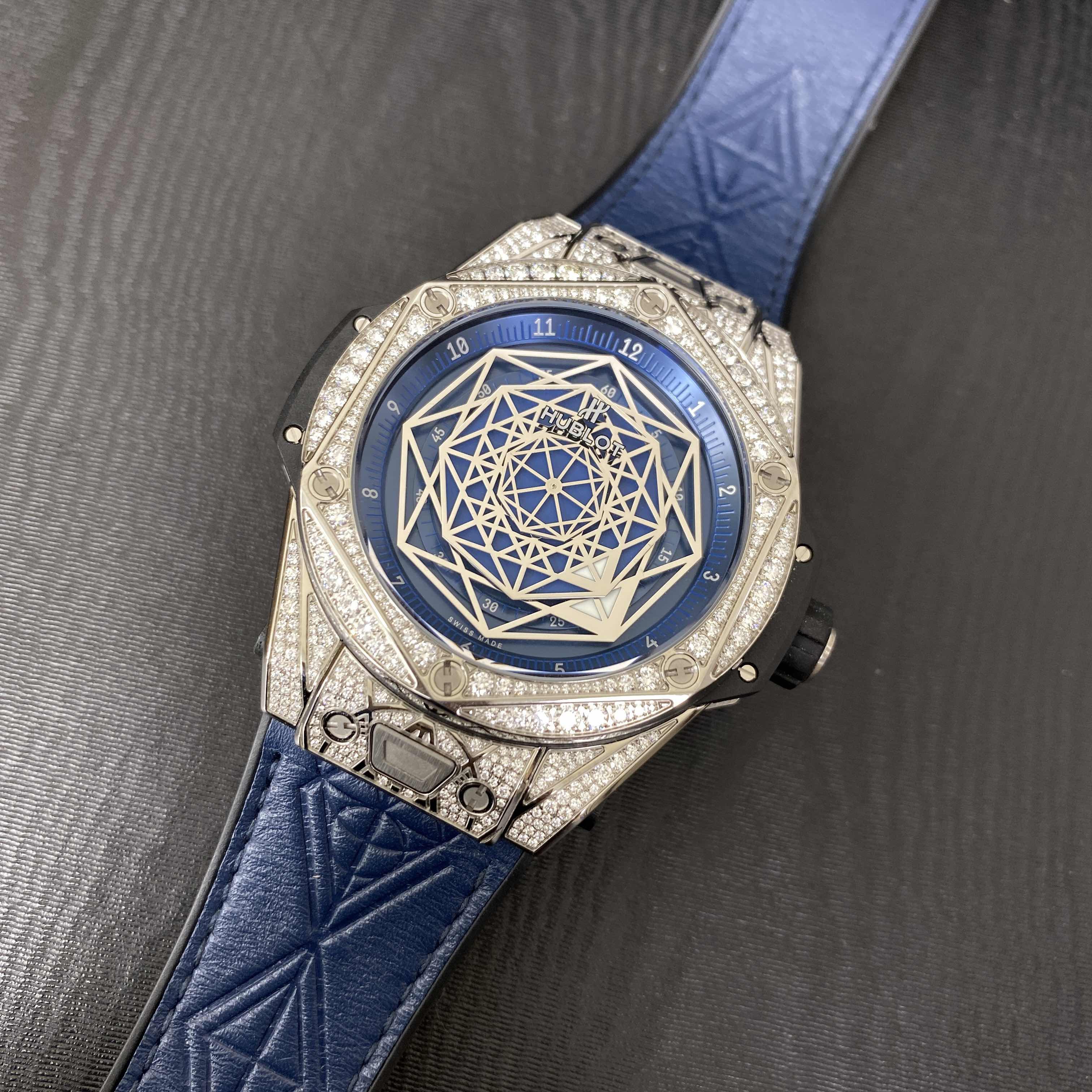 Hublot 415.NX.7179.VR.1704.MXM18 Replica Big Bang Watch - Automatic Movement, Titanium Case, Blue - Image 5