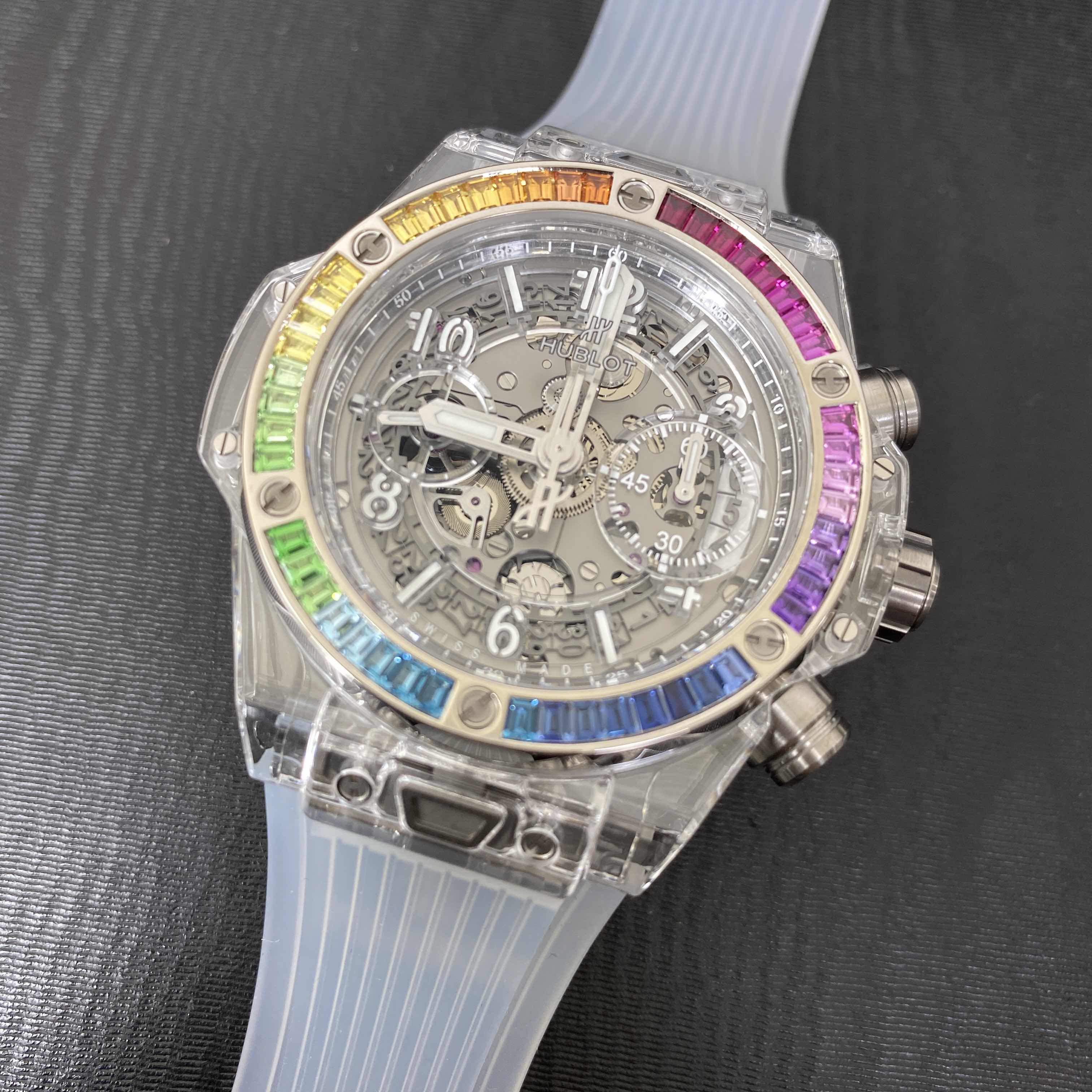 Hublot 441.JX.4802.RT.4099 Automatic 18kt White Gold Sapphire Replica Watch, Swiss Movement - Image 5