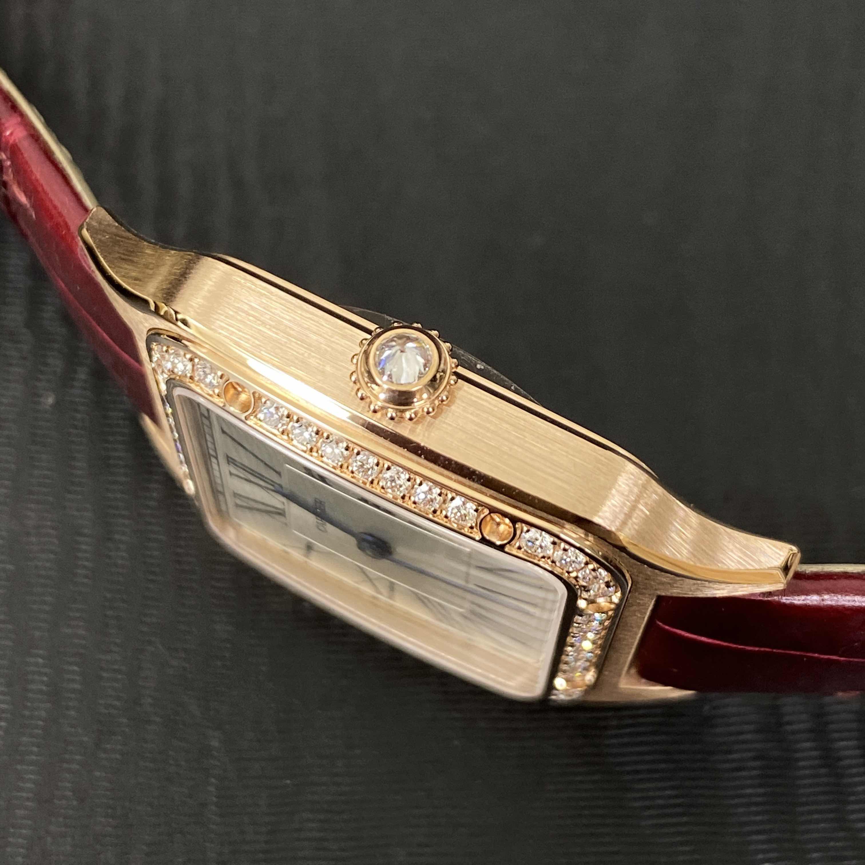 - CARTIER WJSA0017 SANTOS Quartz 18kt Rose Gold & Diamonds Replica Watch - Quartz Movement - Image 2